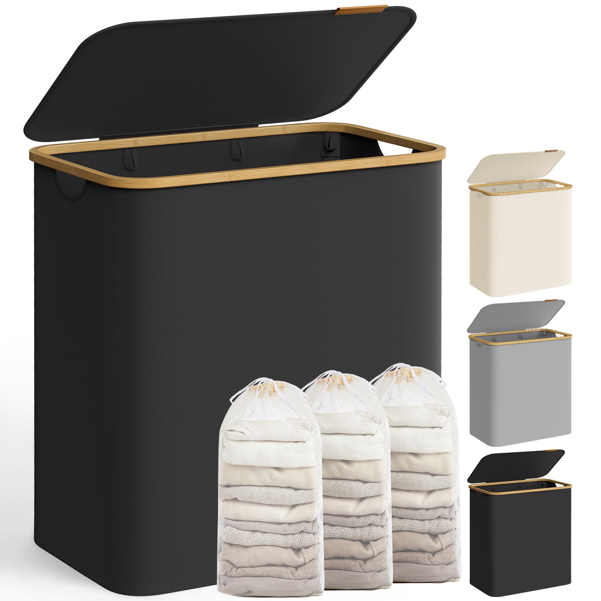 🧺 SONGMICS Pfandflaschen Sammelbehälter mit 3 Fächern, 150 L, tintenschwarz LCB515B01 Angebot bei HelloDeals