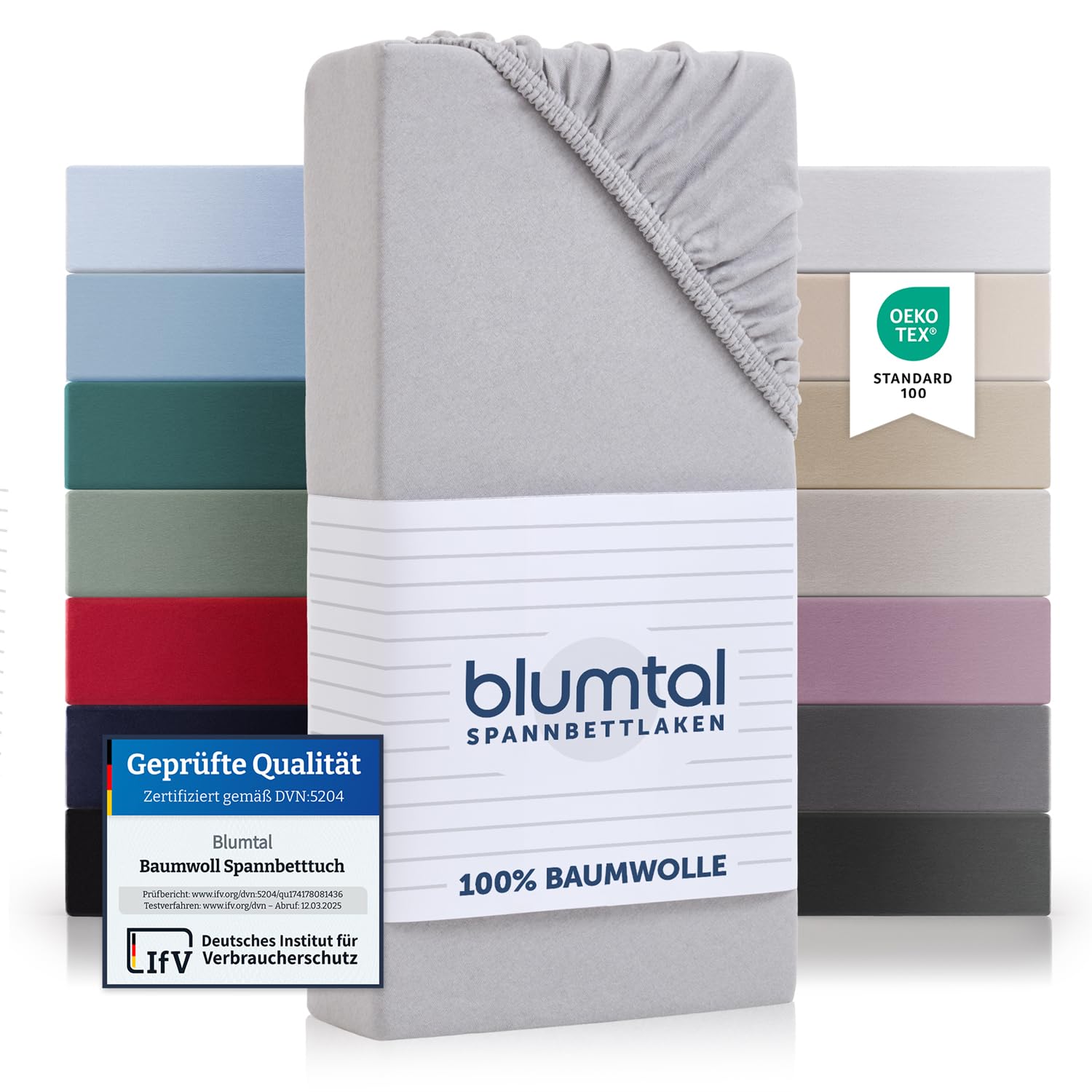 Blumtal® Basics Spannbettlaken 90x200cm Jersey - Moonlight Grey - Grau 90x200cm Angebot bei HelloDeals