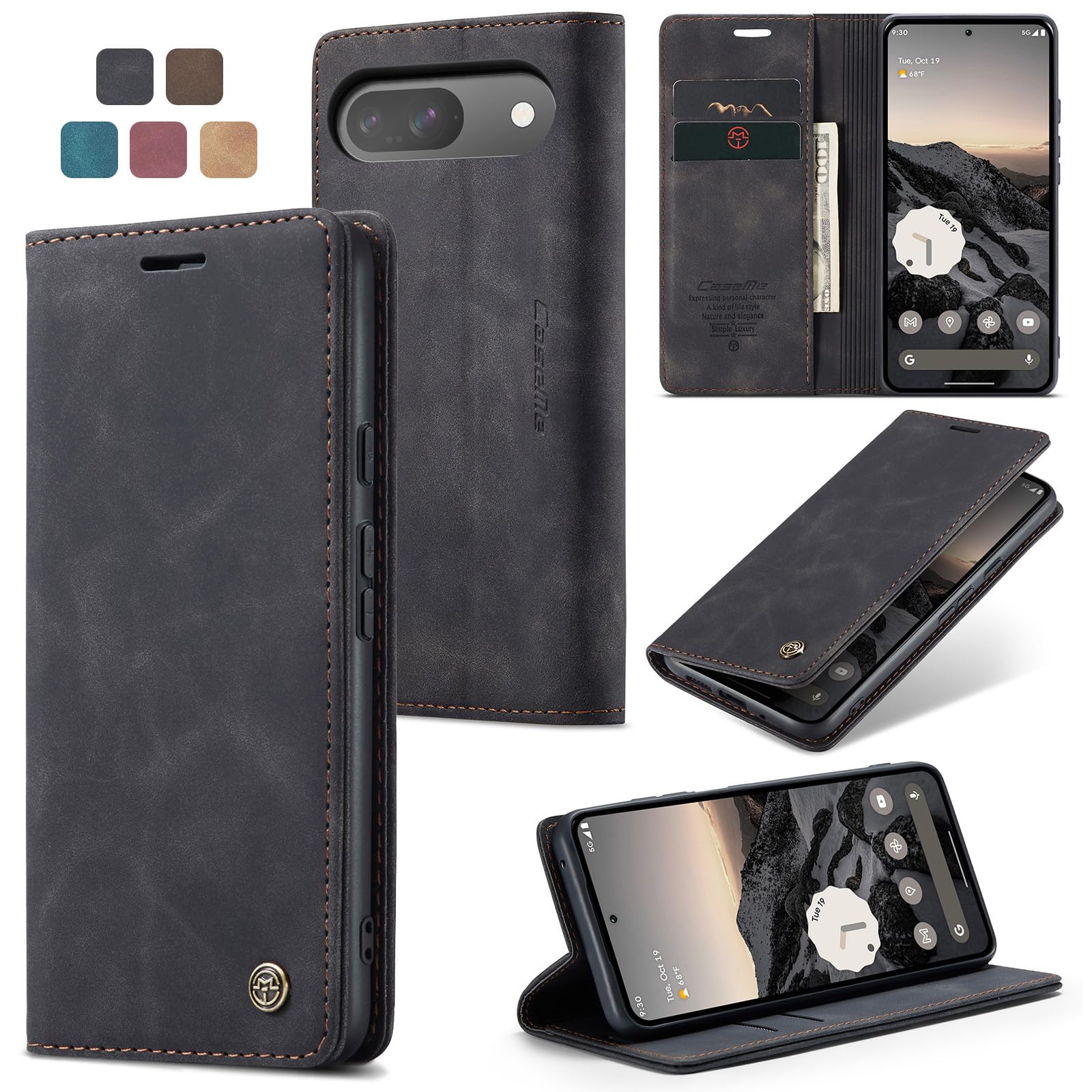 🦉 owlhold Handyhülle für Google Pixel 9/Pixel 9 Pro - Premium Lederhülle in Schwarz Angebot bei HelloDeals