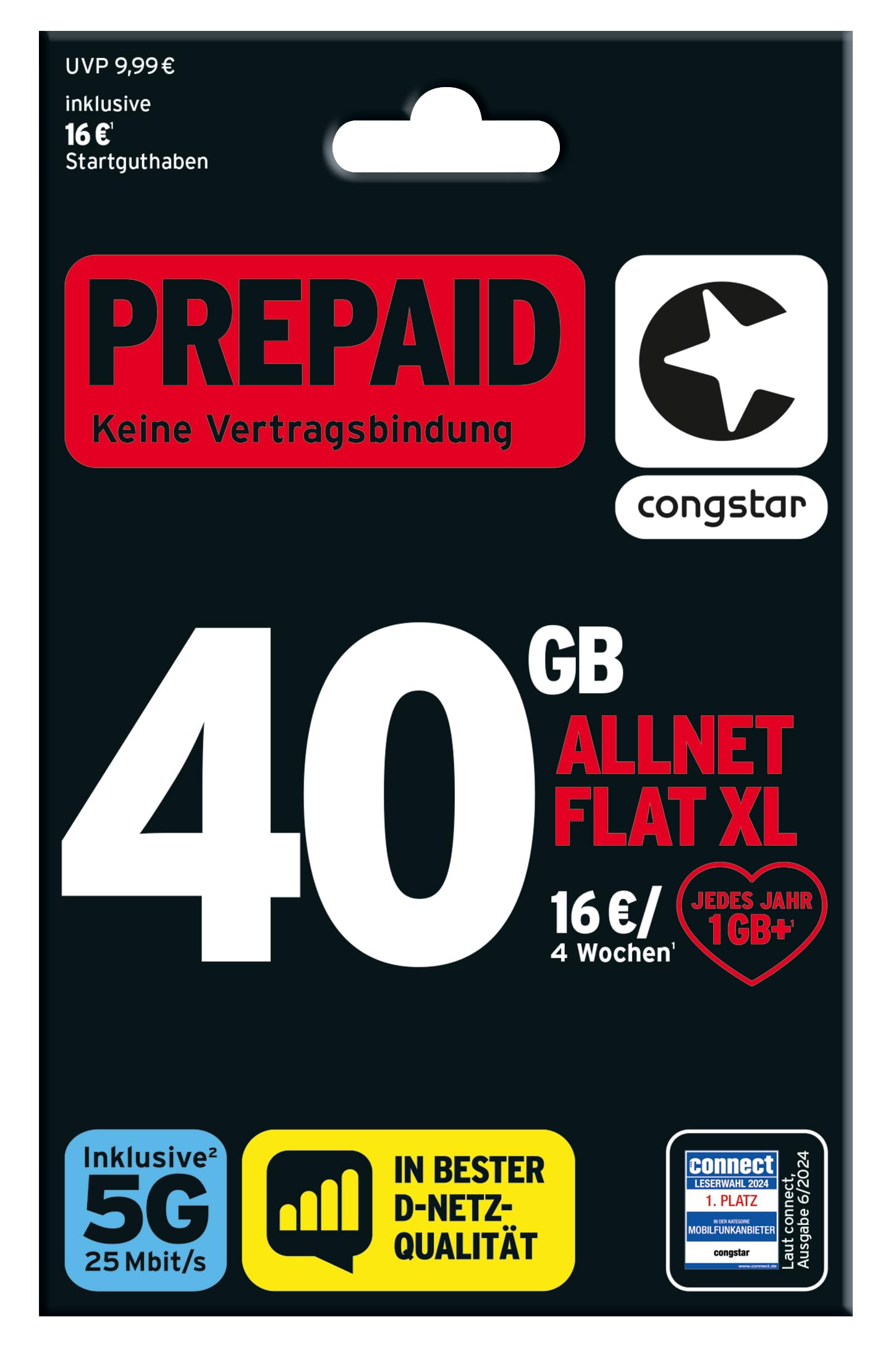 🚀 congstar Prepaid ALLNET XL – 40 GB im D-Netz mit 5G (25 Mbit/s) 📱📶 Angebot bei HelloDeals
