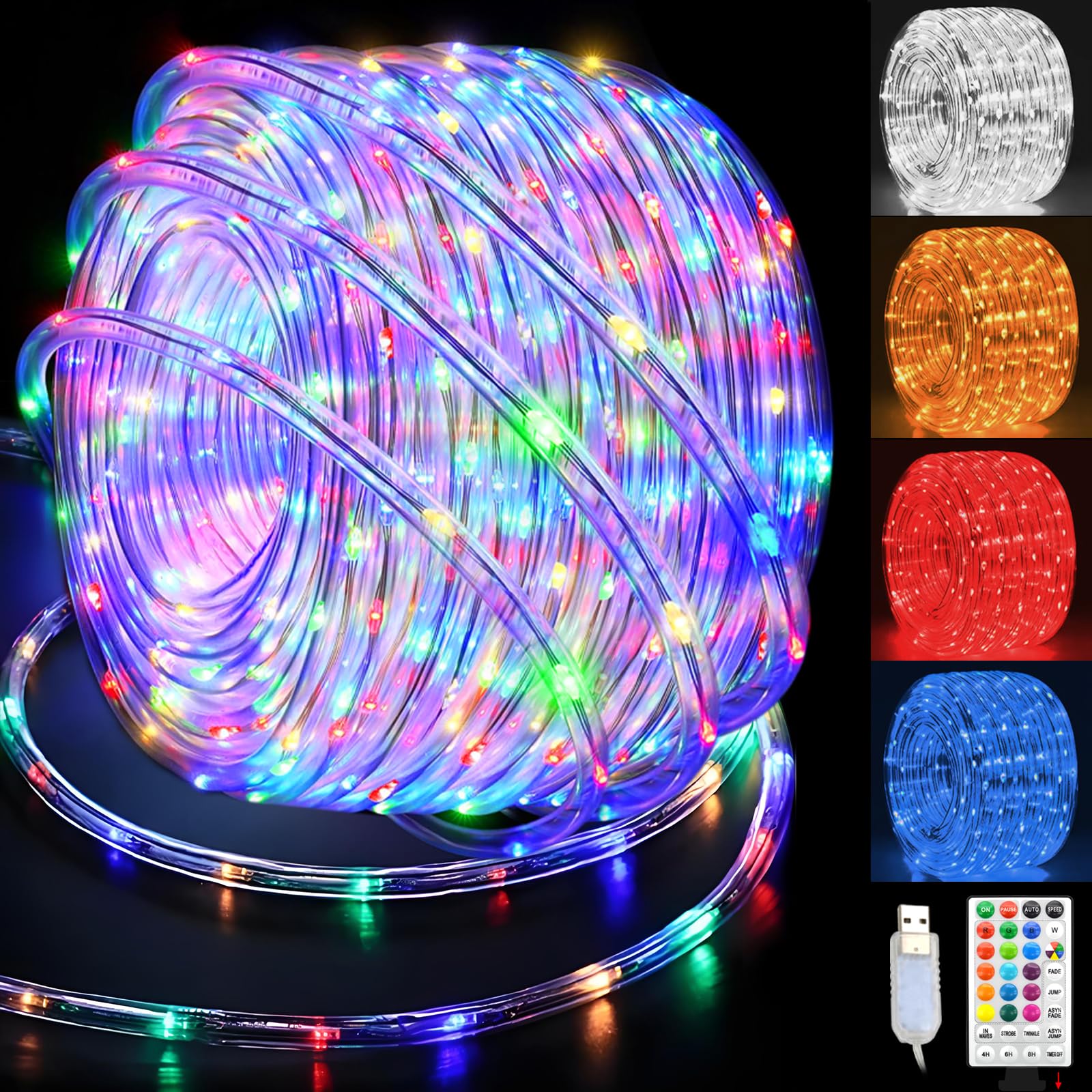 🎉🌈 GLPE 20m 200 LED Schlauch, USB Lichterkette Außen Innen 🏡✨ Angebot bei HelloDeals