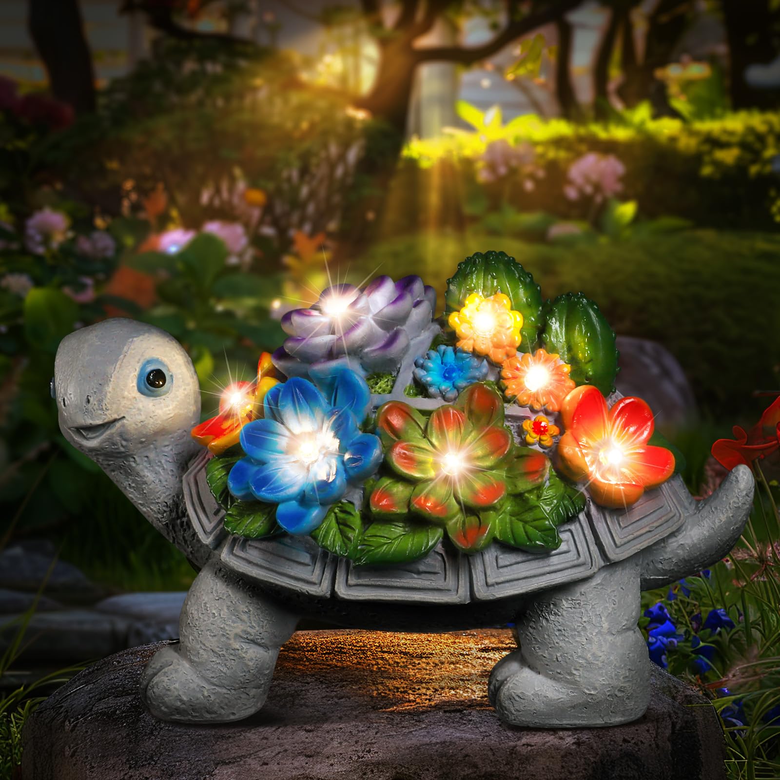 Solar Schildkröten Gartenfigur mit LED Licht | Gartendeko für Draußen 🐢 Angebot bei HelloDeals