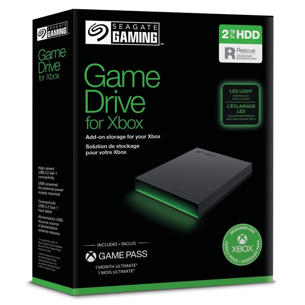 🎮 Seagate Game Drive Xbox 2TB Tragbare Externe Festplatte USB 3.0 grau STKX2000403 Angebot bei HelloDeals