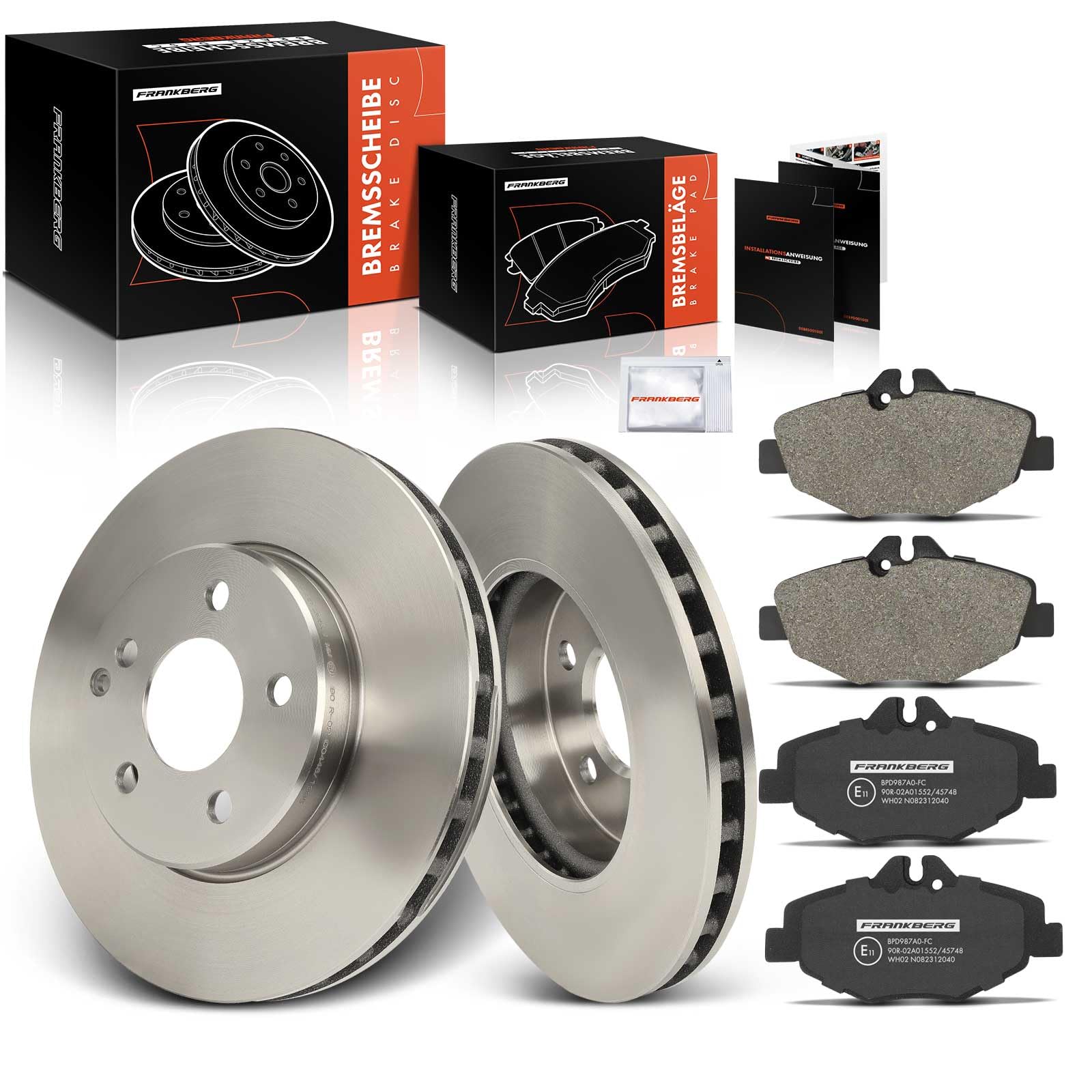 🔧 Frankberg 2x Bremsscheiben + 4x Bremsbeläge Vorderachse mit Bremsenschmiermittel - E-Klasse W211 E200-E320 2002-2008 Angebot bei HelloDeals