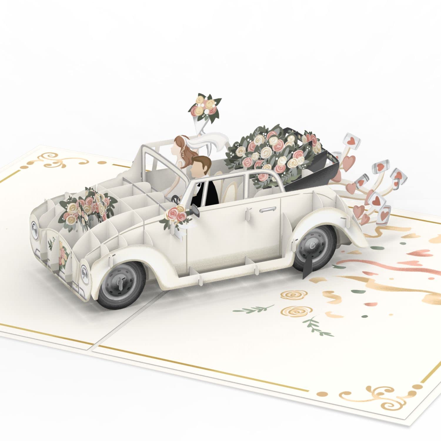 💌 Papercrush® Pop-Up Hochzeitskarte Hochzeitsauto - 3D Hochzeitskarte edel „just married“ 🚗💍 Angebot bei HelloDeals
