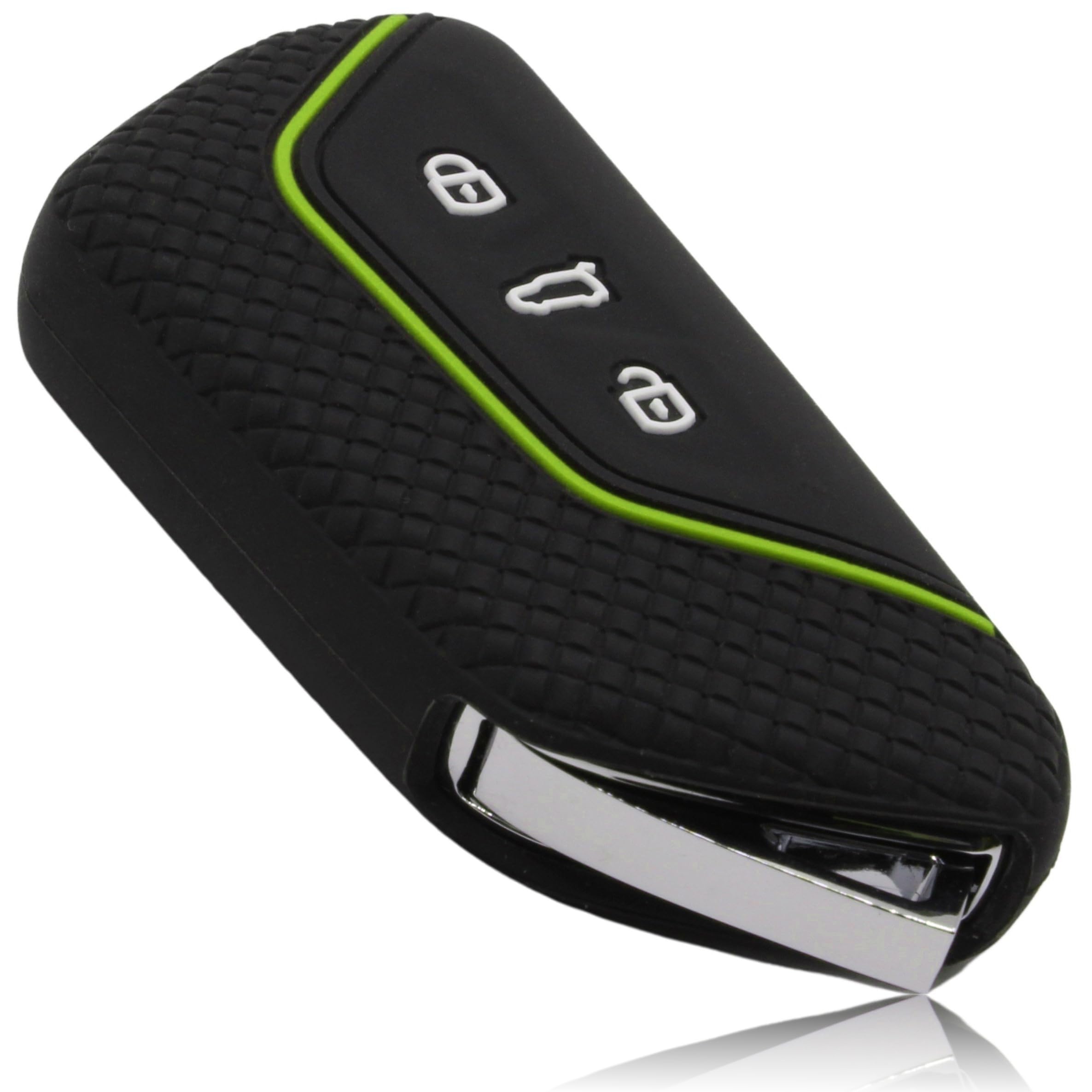 🔑 FOAMO Autoschlüssel Hülle für VW, SEAT, Skoda, Cupra - Silikon Schlüsselhülle in Schwarz-Apfel-Grün Angebot bei HelloDeals