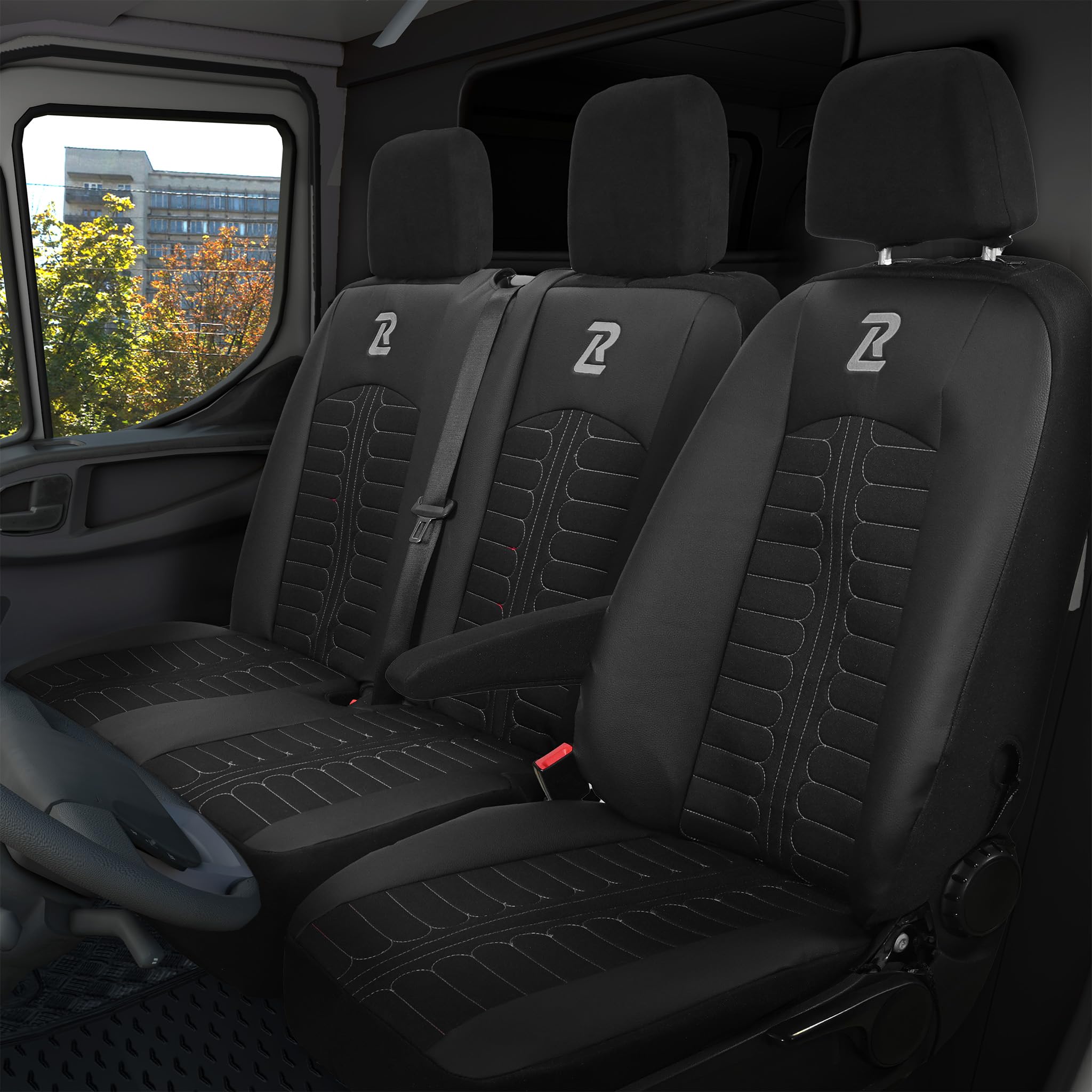 🚗🌟 LUCARO Sitzbezüge Auto für Mercedes Sprinter 3 ab 2018 - Sitzbezügesets 1+2 - Auto Sitzbezüge Schwarz grau 🌟🚗 Angebot bei HelloDeals