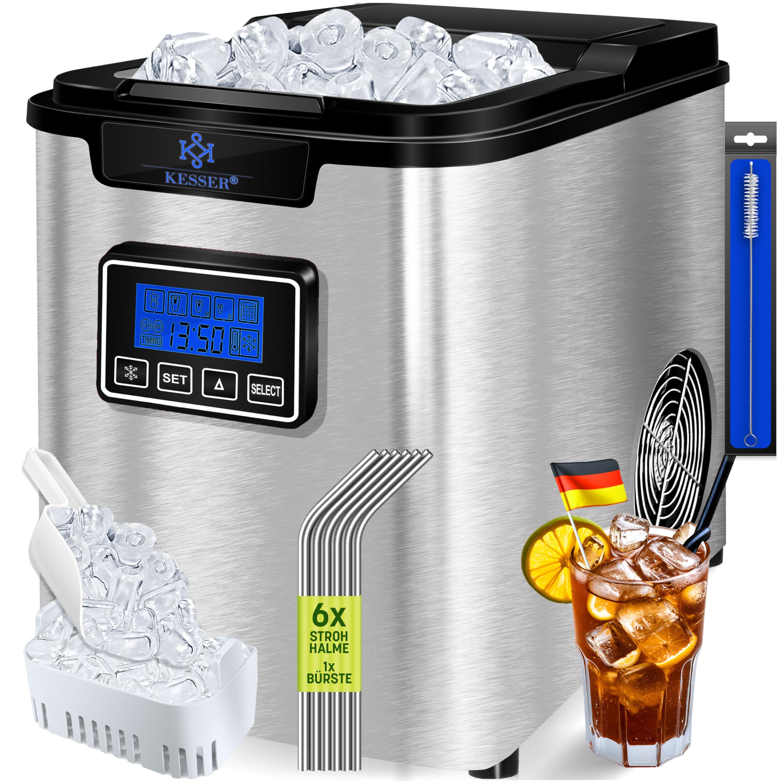 KESSER® Eiswürfelbereiter | Eiswürfelmaschine Edelstahl | 150W Ice Maker | 🧊🕒📺 Angebot bei HelloDeals