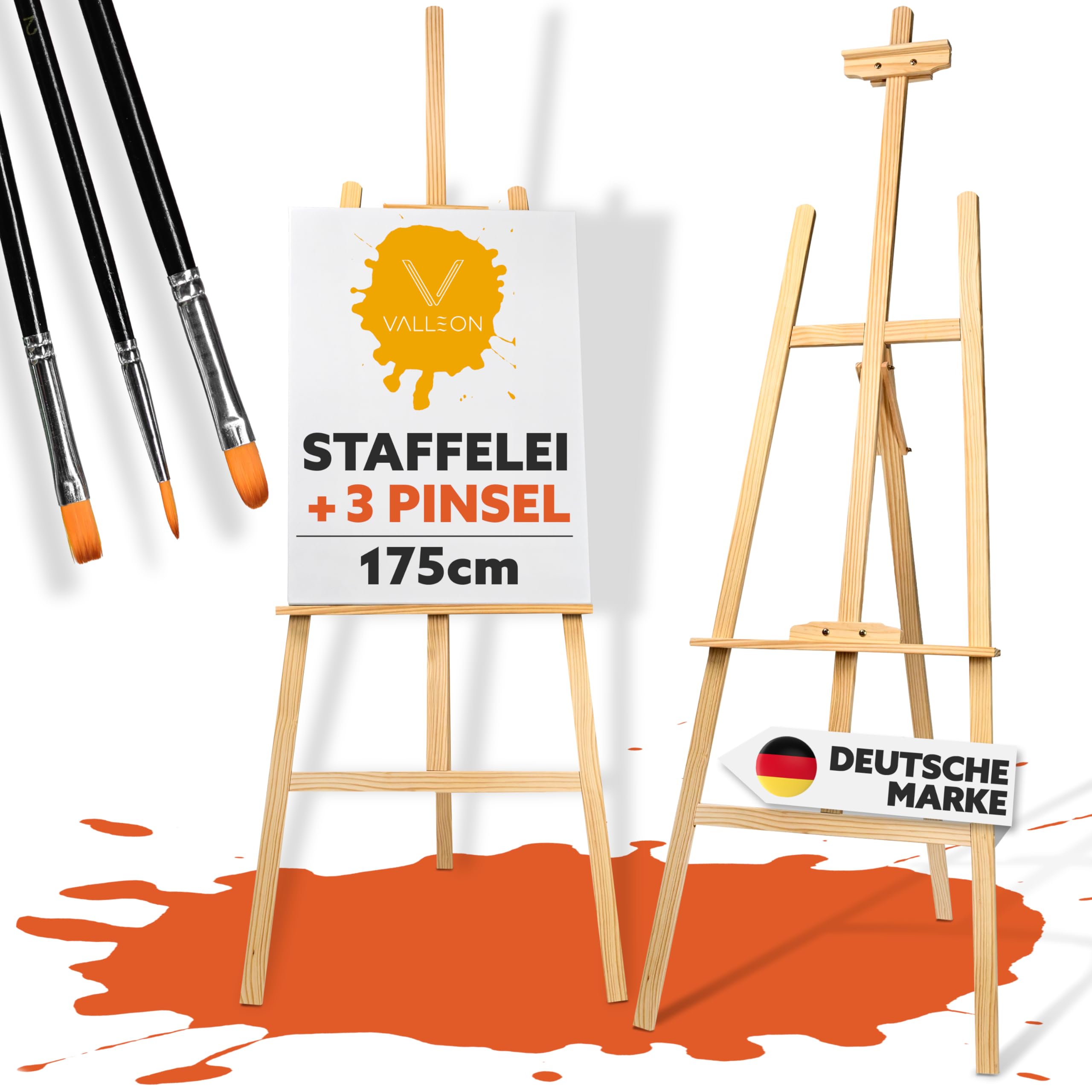 VALLEON® Staffelei Holz [175 cm] - Flexibler Leinwand-Ständer 🎨 Angebot bei HelloDeals