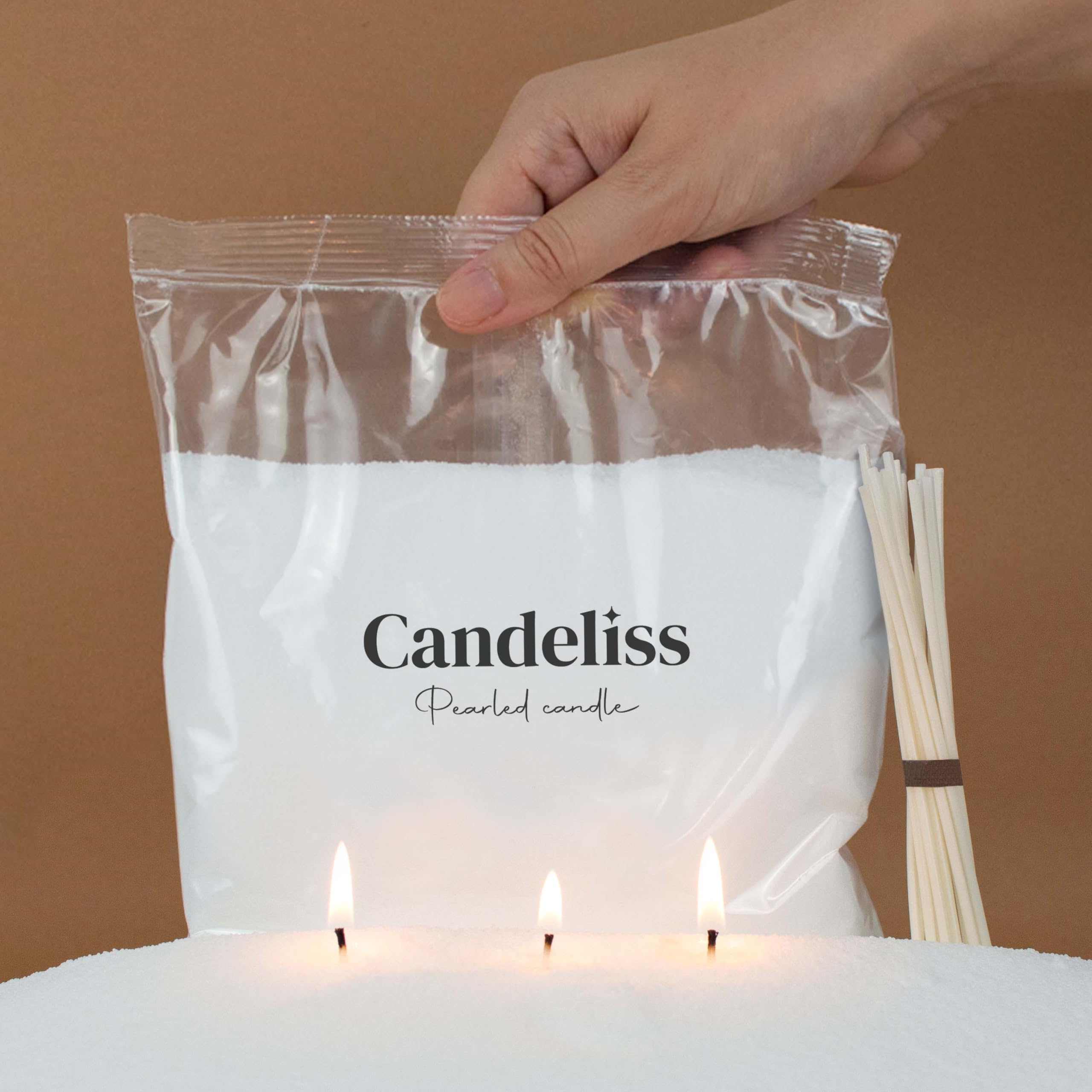 🕯️ CANDELISS Kerzensand mit Docht Set 500g - Kerzen sand perlenkerzen Pearled candle powder wax set Angebot bei HelloDeals