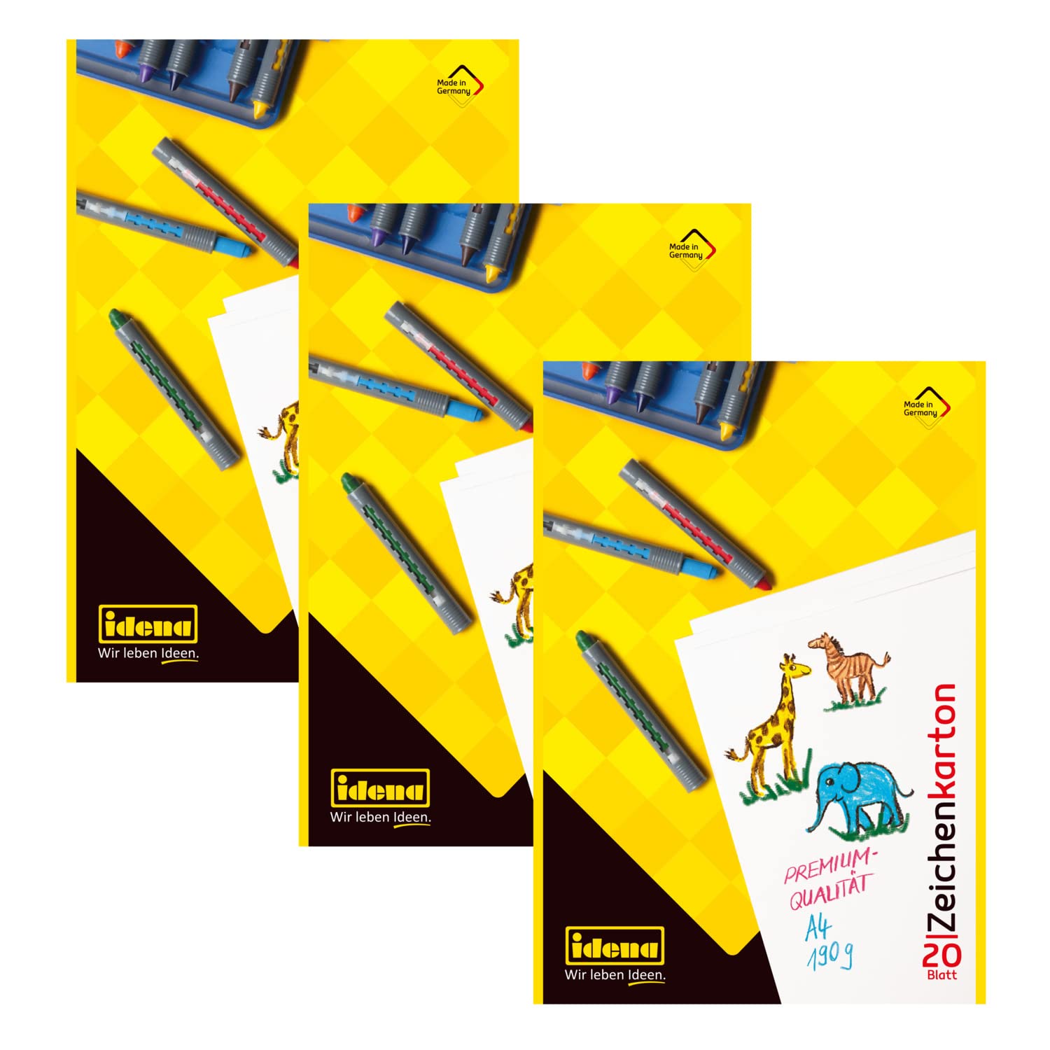 🎨 Tolles Angebot! Idena 10381 - Zeichenkarton, DIN A4, 20 Blatt, 190 g/m², 3 Stück Angebot bei HelloDeals