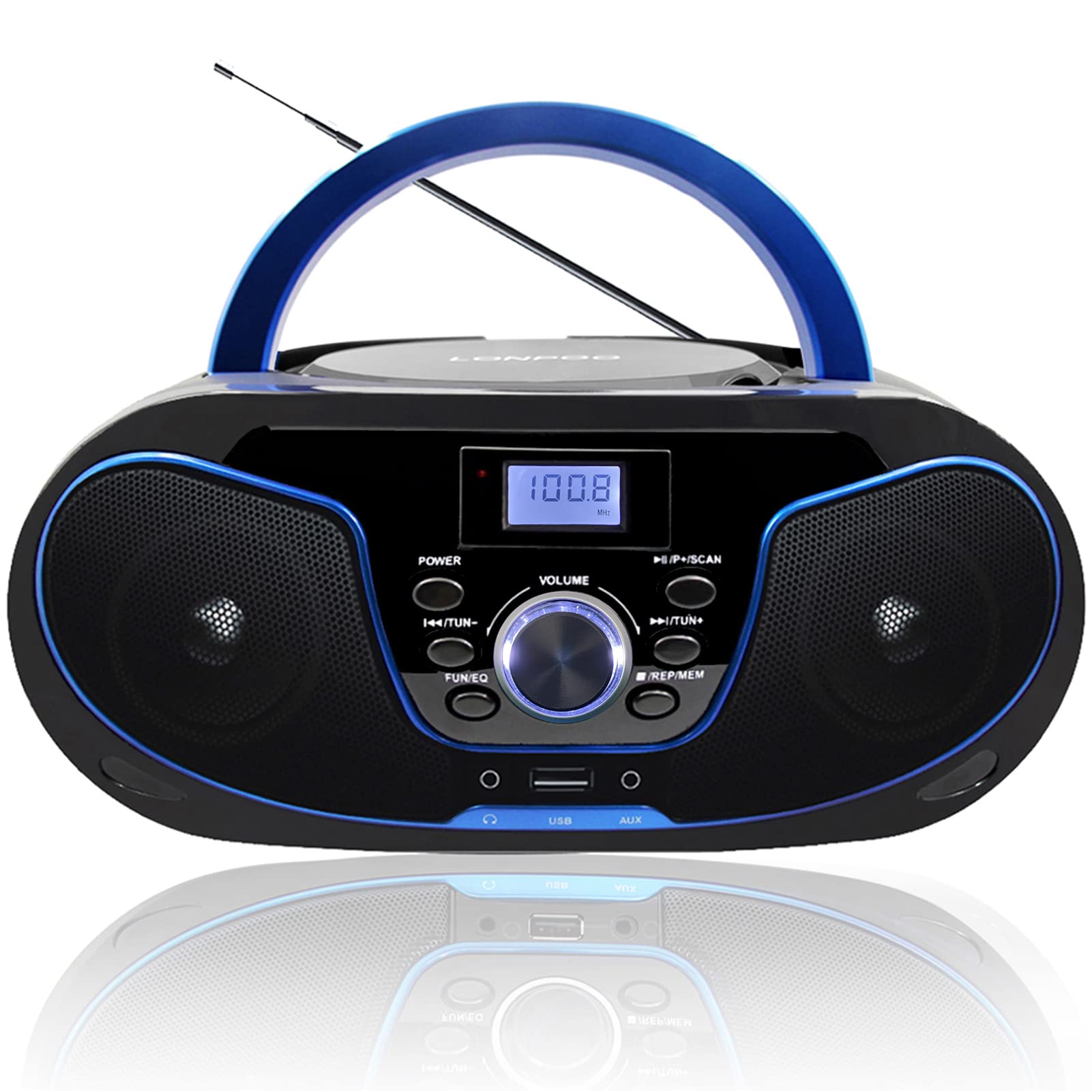 🎶 Tragbar CD Player Boombox Bluetooth - mit UKW Radio, USB Eingang & AUX & Kopfhörern Ports, 2 x 2 Watt RMS Stereoanlage (LP-D02) Angebot bei HelloDeals