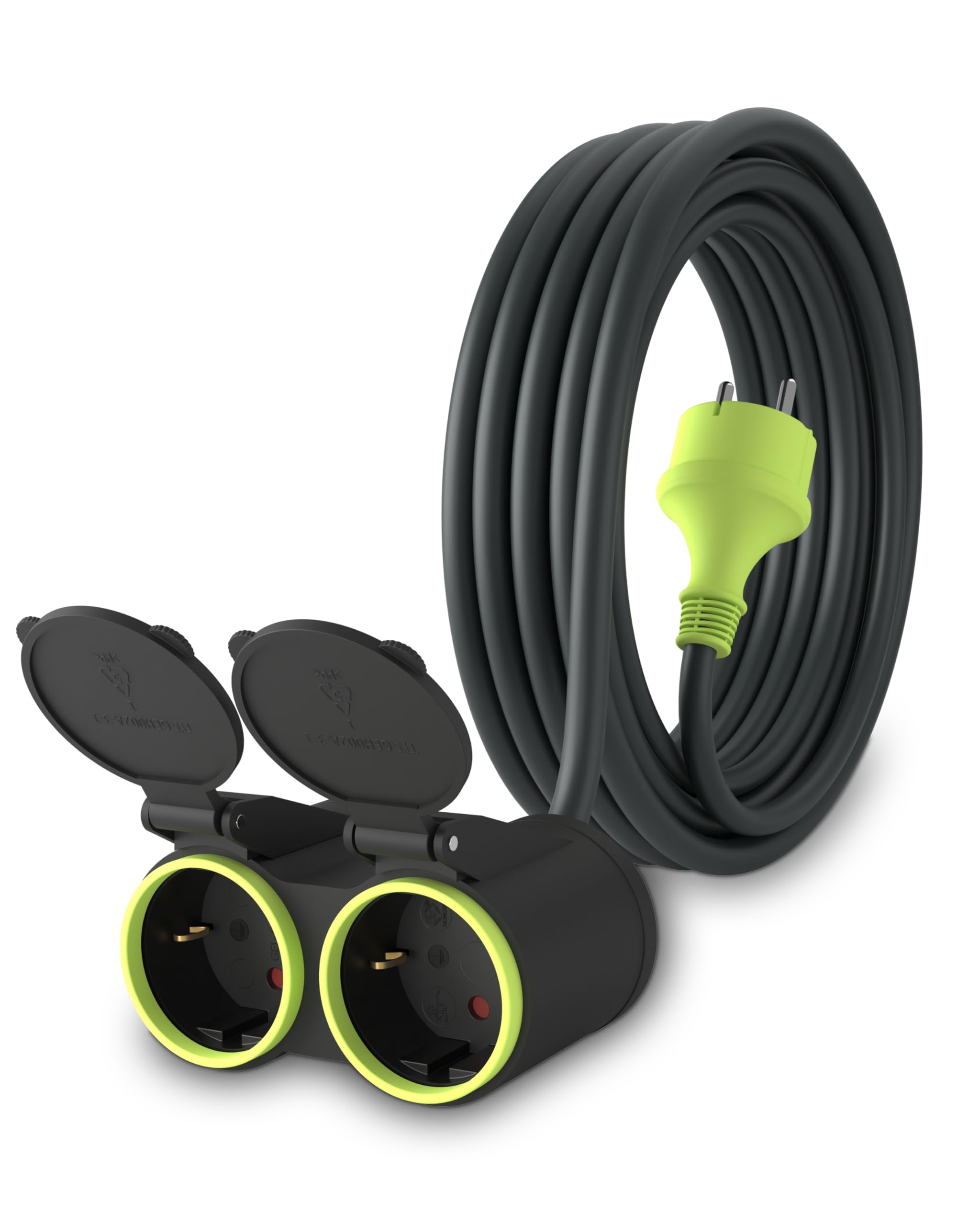 🔌 MutecPower 5m Verlängerungskabel mit 2 Schuko-Steckdosen für den Außenbereich IP44 H05RR-F3G 1,5mm² Angebot bei HelloDeals