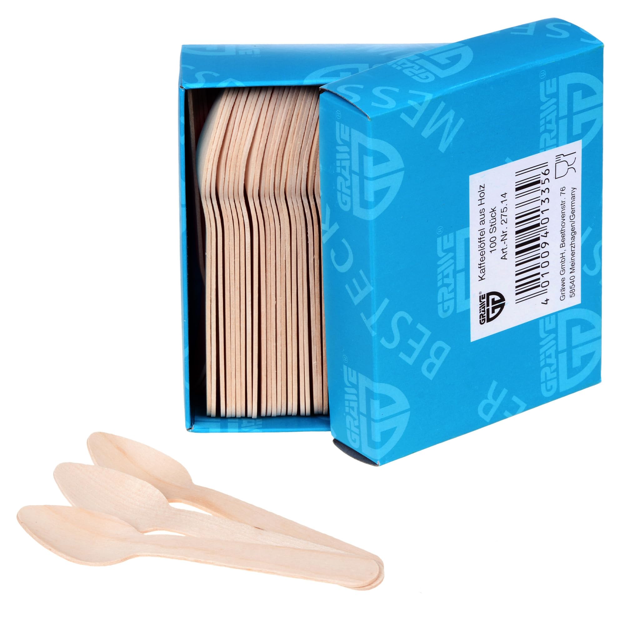 🌿🍴 GRÄWE Einwegbesteck Holz-Kaffeelöffel, 100 Stück - Umweltfreundlich & Stilvoll 🌿🍴 Angebot bei HelloDeals