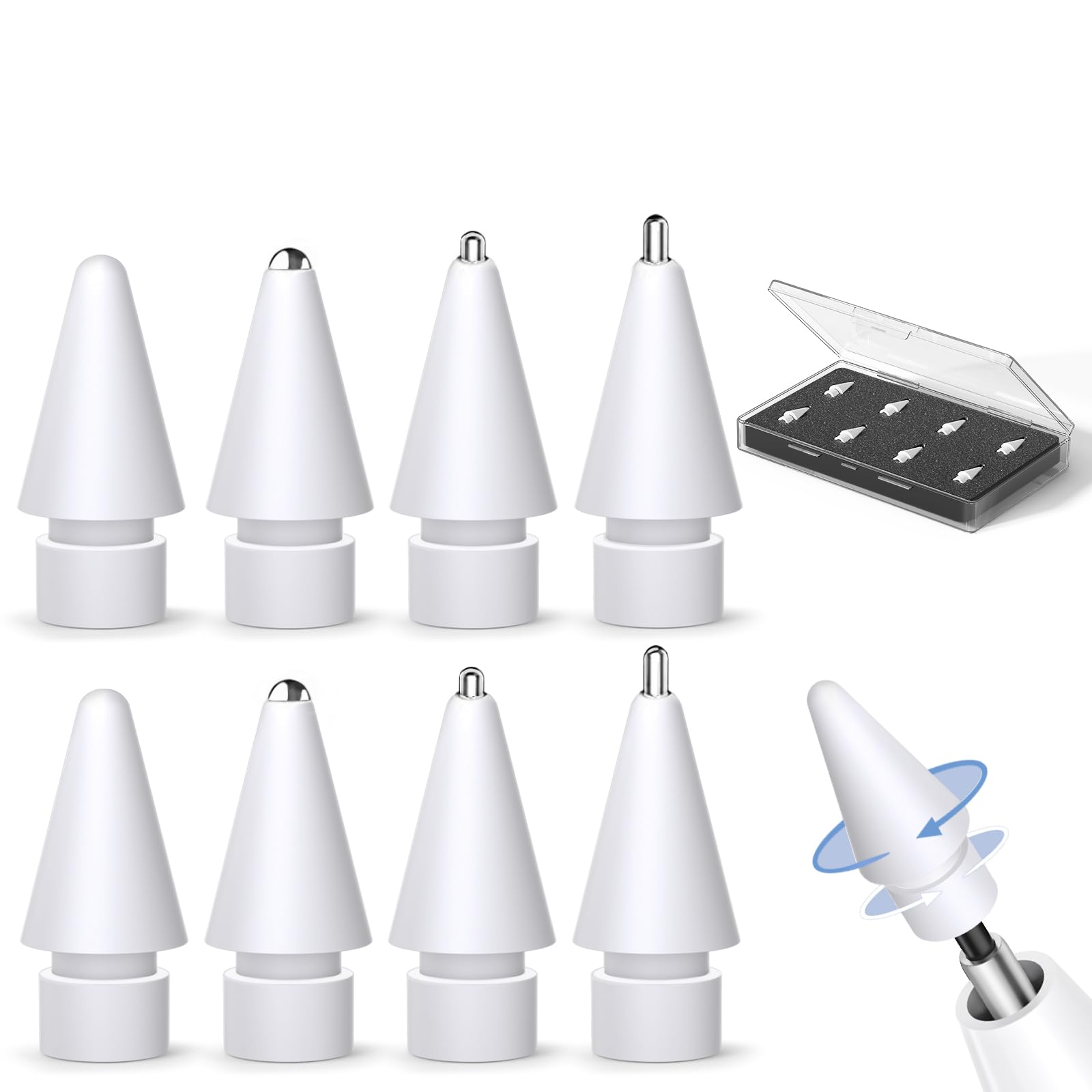 Inesore 8 Stück Spitze für Apple Pencil - Mixed Size *8 🎨✍️ Angebot bei HelloDeals