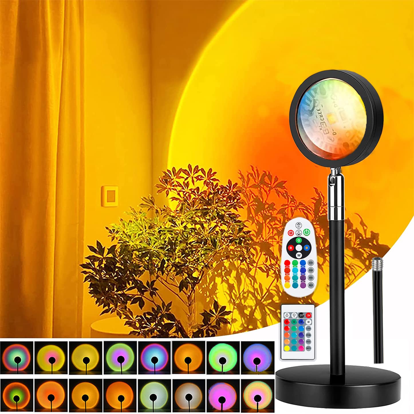 🌅 Sonnenuntergang Lampe mit USB | LED Nachtlicht Rainbow Light 24 Farben | 180° Drehung Projektionslampe Angebot bei HelloDeals
