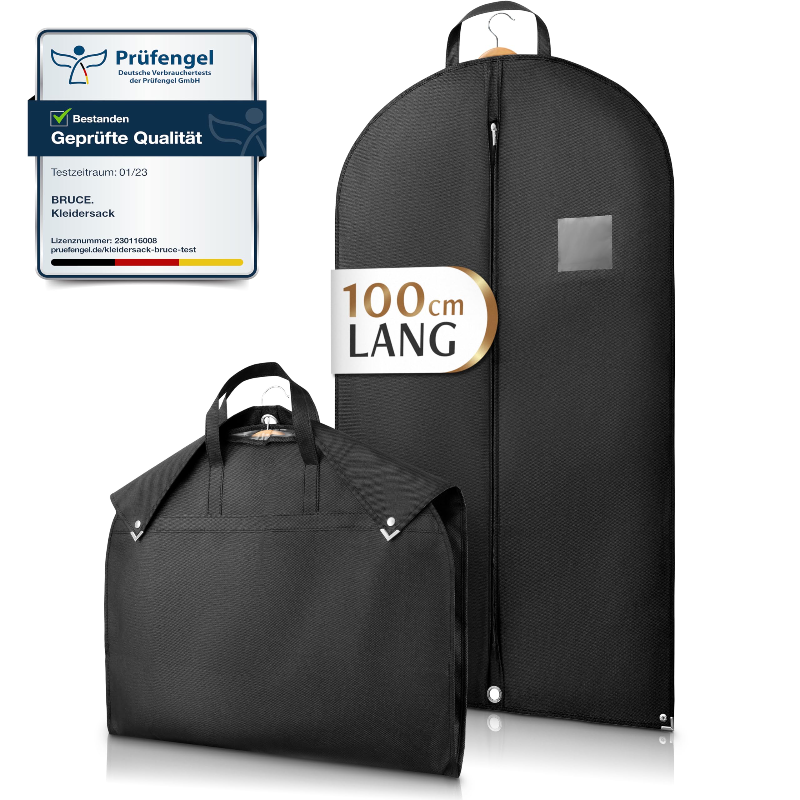 👔 Bruce.® Kleidersack Kurz 100x60cm - Atmungsaktive Kleiderhülle für Anzug, Jacke & Hemd Angebot bei HelloDeals