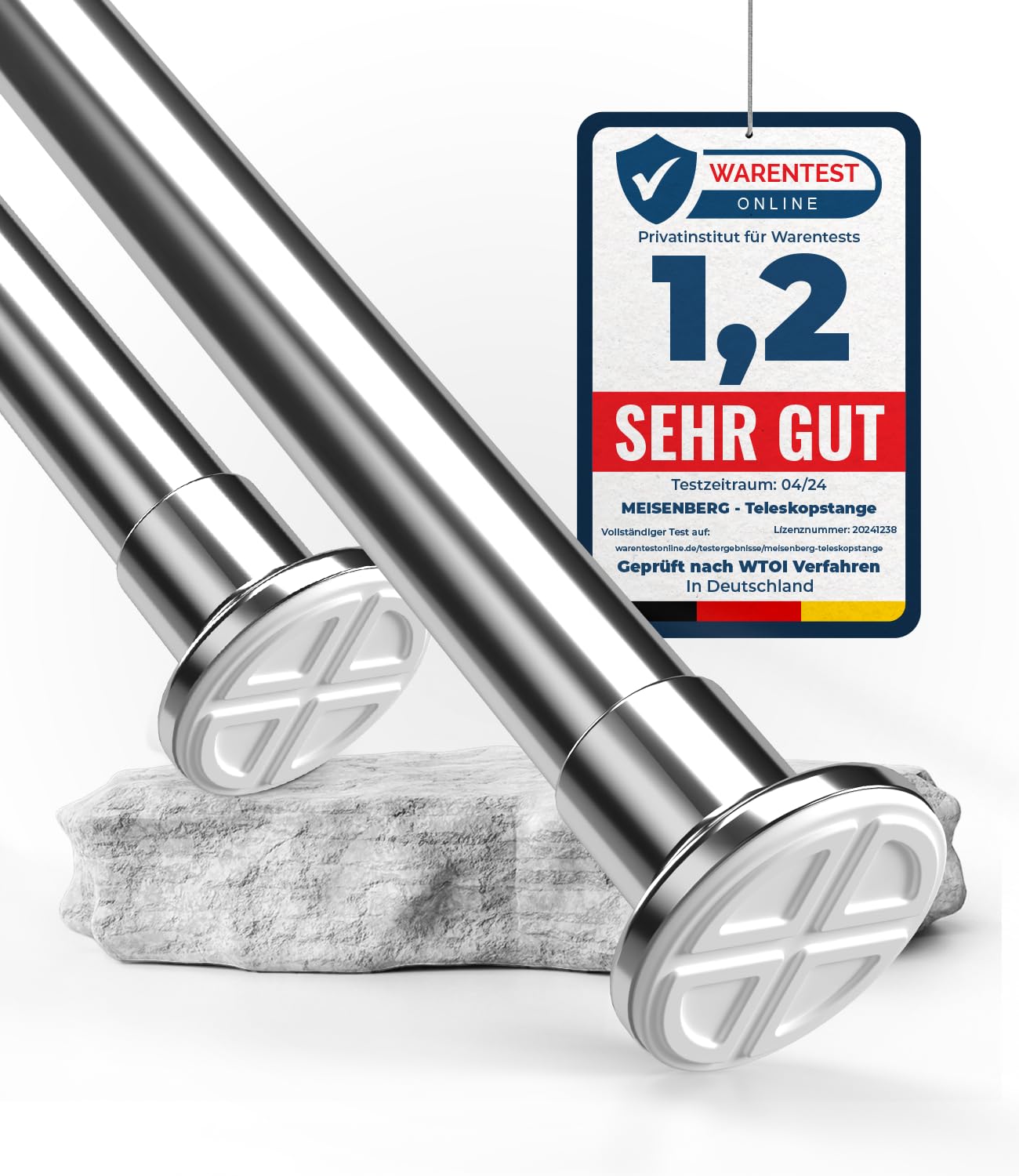 Edelstahl Teleskopstange ohne Bohren 260-310 cm - Multifunktionale Gardinenstange klemmbar Angebot bei HelloDeals