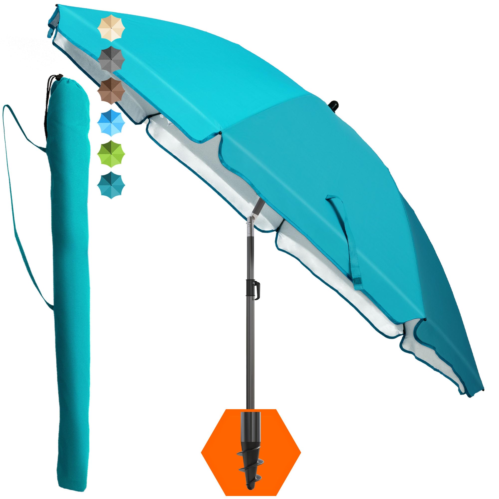 🌞 4smile Sonnenschirm Strand SunnyJoy Türkis - UPF 50+ Strandschirm Ø 180 cm Angebot bei HelloDeals