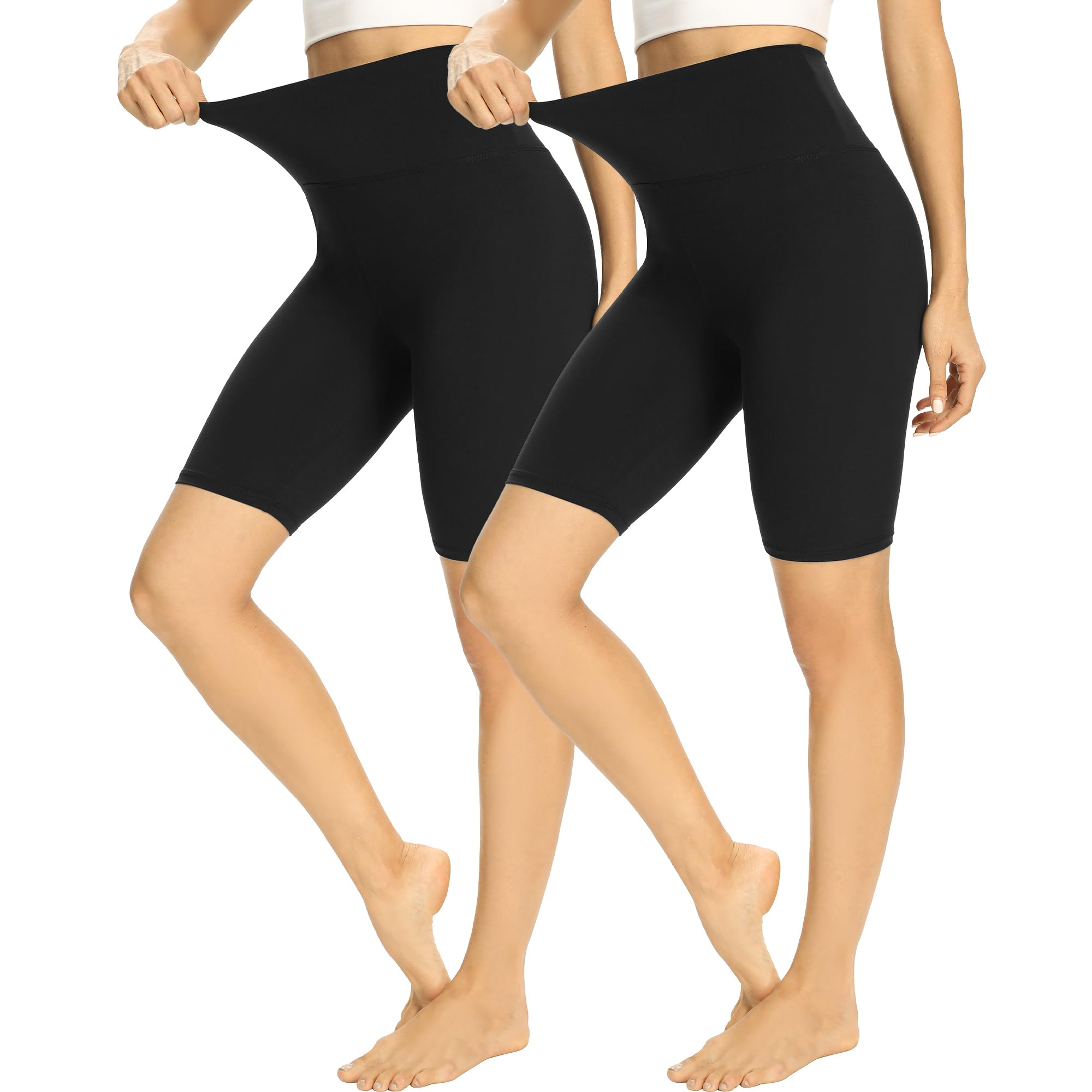 HIPOWER 2er Pack Radlerhose Damen High Waist Kurze Sport Shorts Tights Wanderhose Schwarz*2 🏋️‍♀️🧘‍♀️ Angebot bei HelloDeals