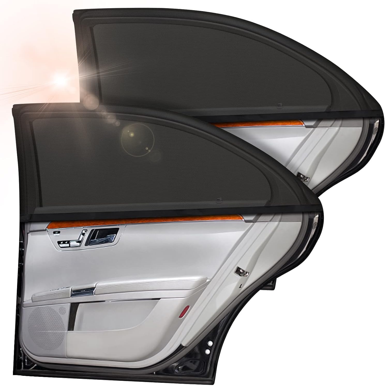 🌞🚗 Sonnenschutz Auto Baby, 2 Stück Universal Elastizitä Sonnenblende Auto Netz Angebot bei HelloDeals