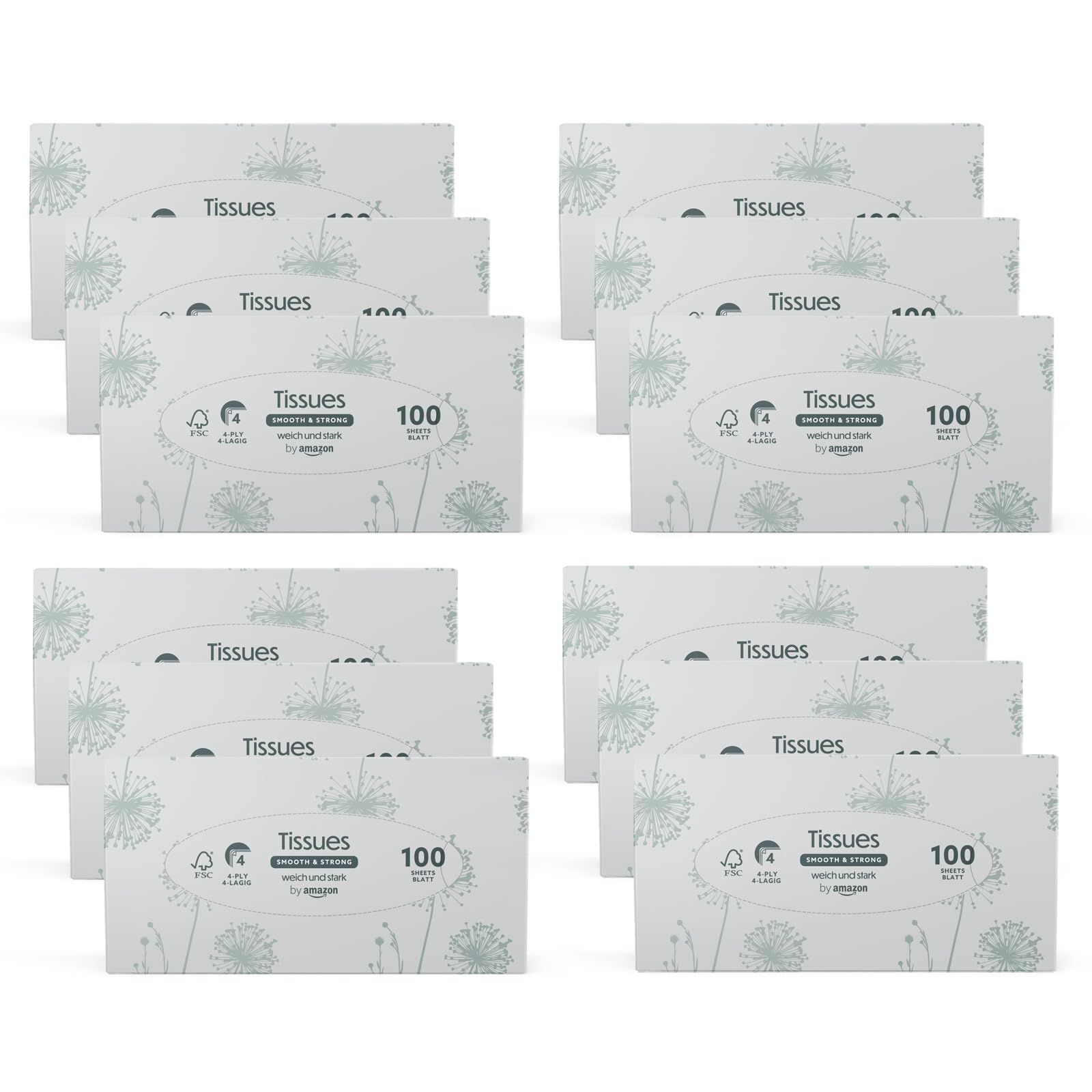 🌟 Tolles Angebot! 4-lagige Papiertaschentücher-Boxen, 1200 Stück, 12 Packungen mit 100 Angebot bei HelloDeals