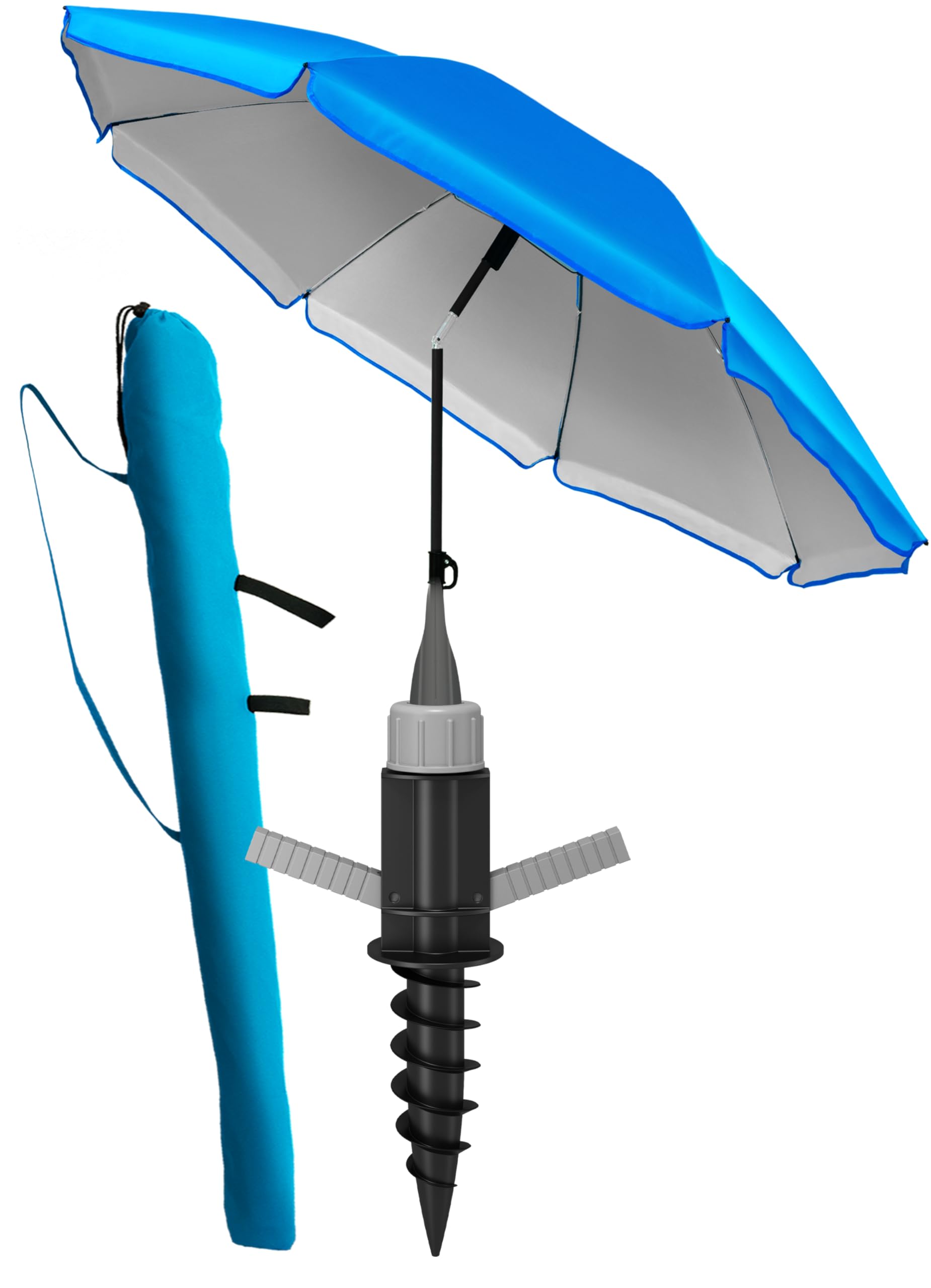 🌞🏖️ 4smile Sonnenschirm Strand SunnyJoy 3-IN-1-SET, Fb. Blau Angebot bei HelloDeals