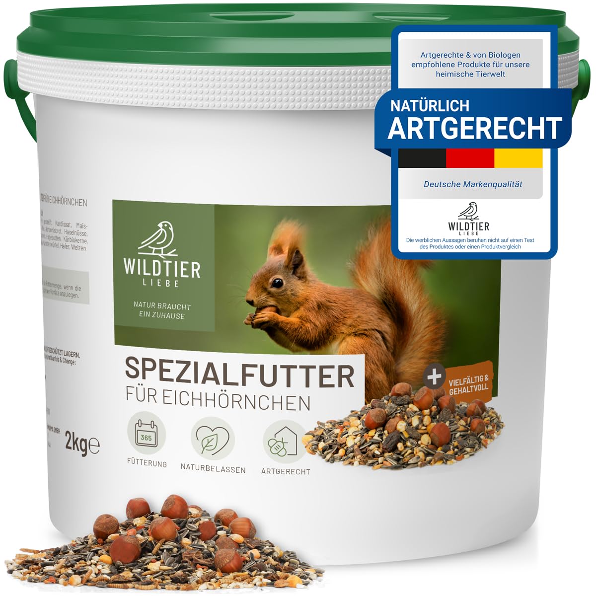 Premium Wildtier Liebe Eichhörnchenfutter 2kg 🐿️🌰 Ganzjahres-Futter - Natürlich & Vielfältig Angebot bei HelloDeals