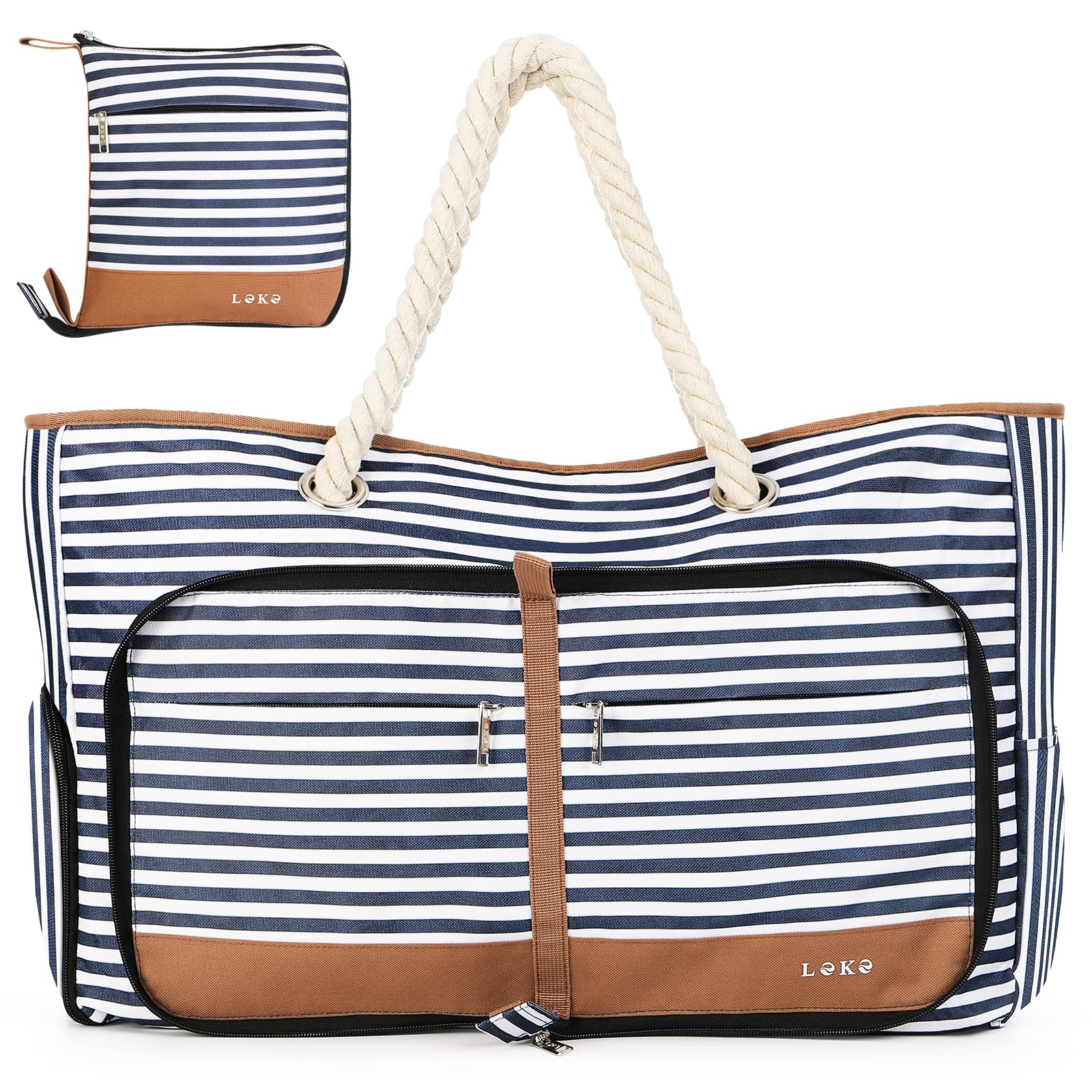 Lekespring Strandtasche Damen Groß mit Reißverschluss 💼🏖️ Angebot bei HelloDeals