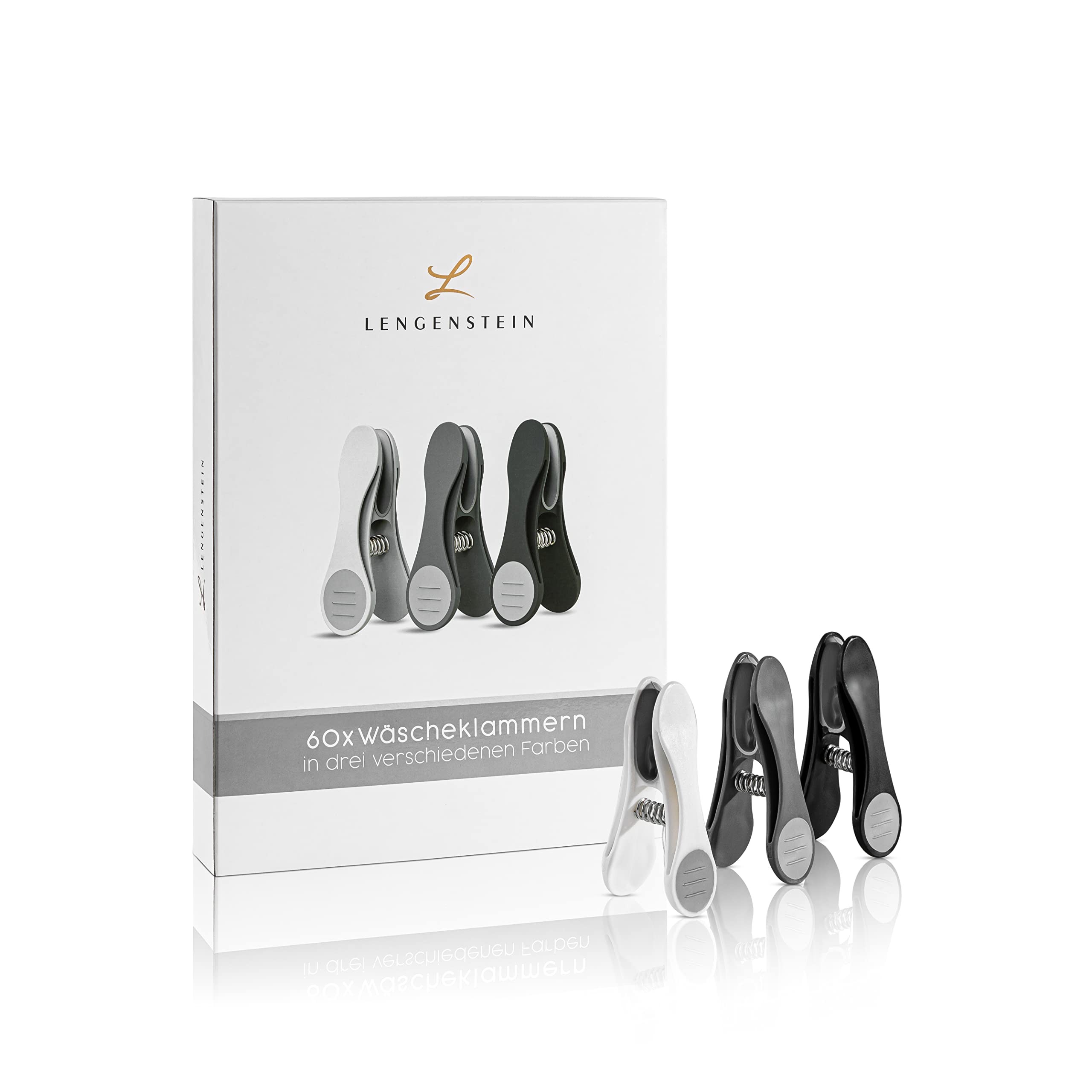 Lengenstein® 60 Premium Wäscheklammern in 3 Farben mit Soft Grip und Starke Feder Angebot bei HelloDeals