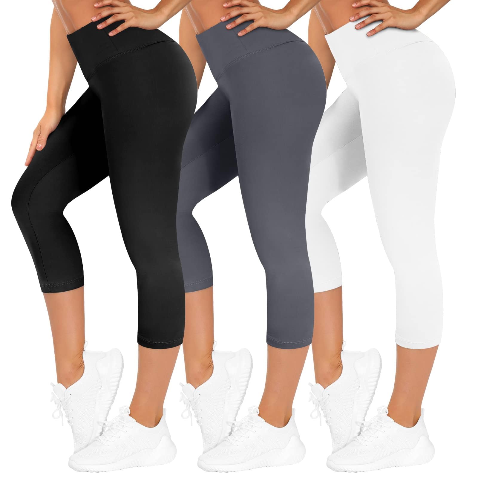 TNNZEET 3er Pack Capri Leggings Damen 3/4 für Sport 🏃‍♀️🧘‍♀️ Angebot bei HelloDeals