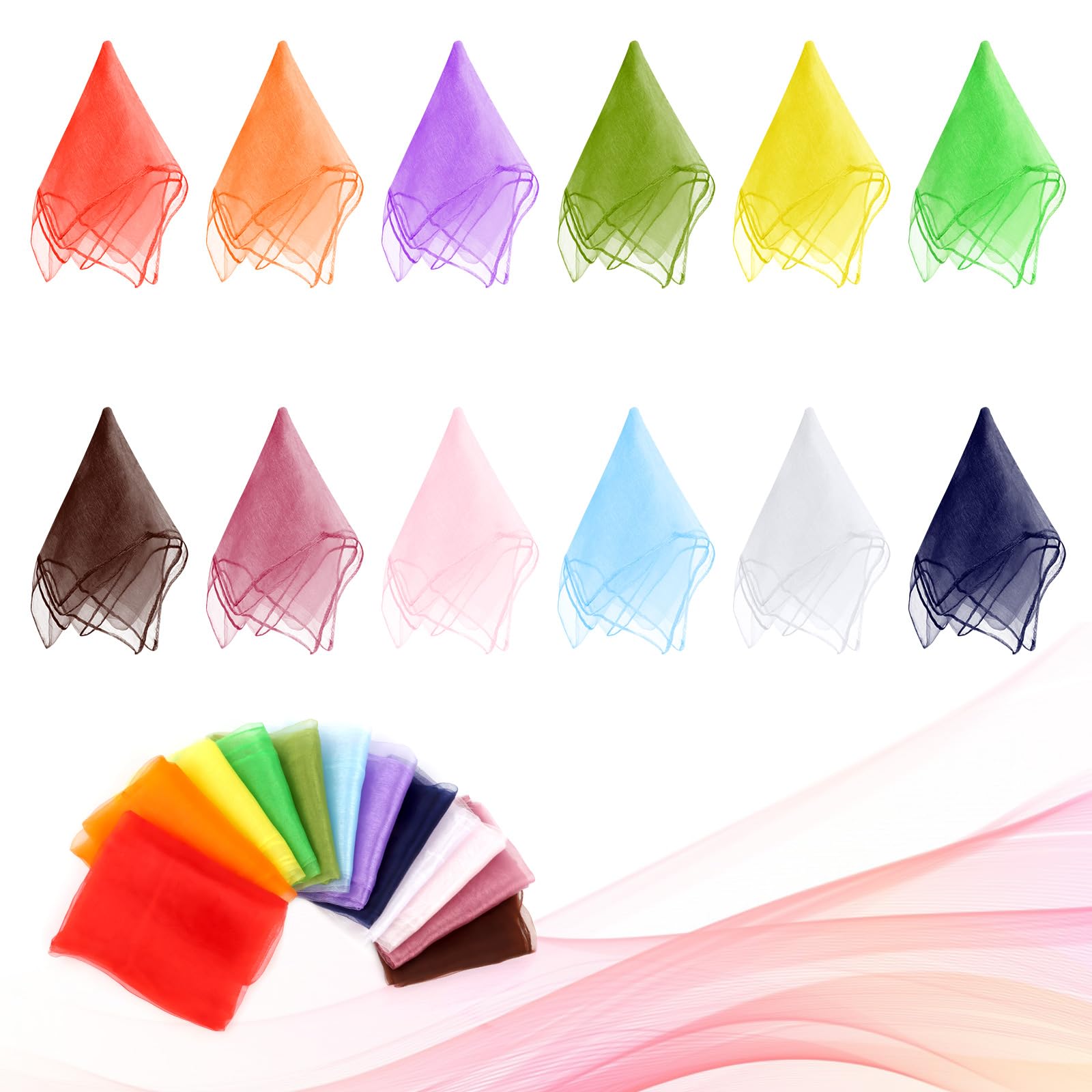 🌈 AWAMRWA Chiffontücher - 12 Stück 60x60cm Square Jongliertücher 🎭 Angebot bei HelloDeals