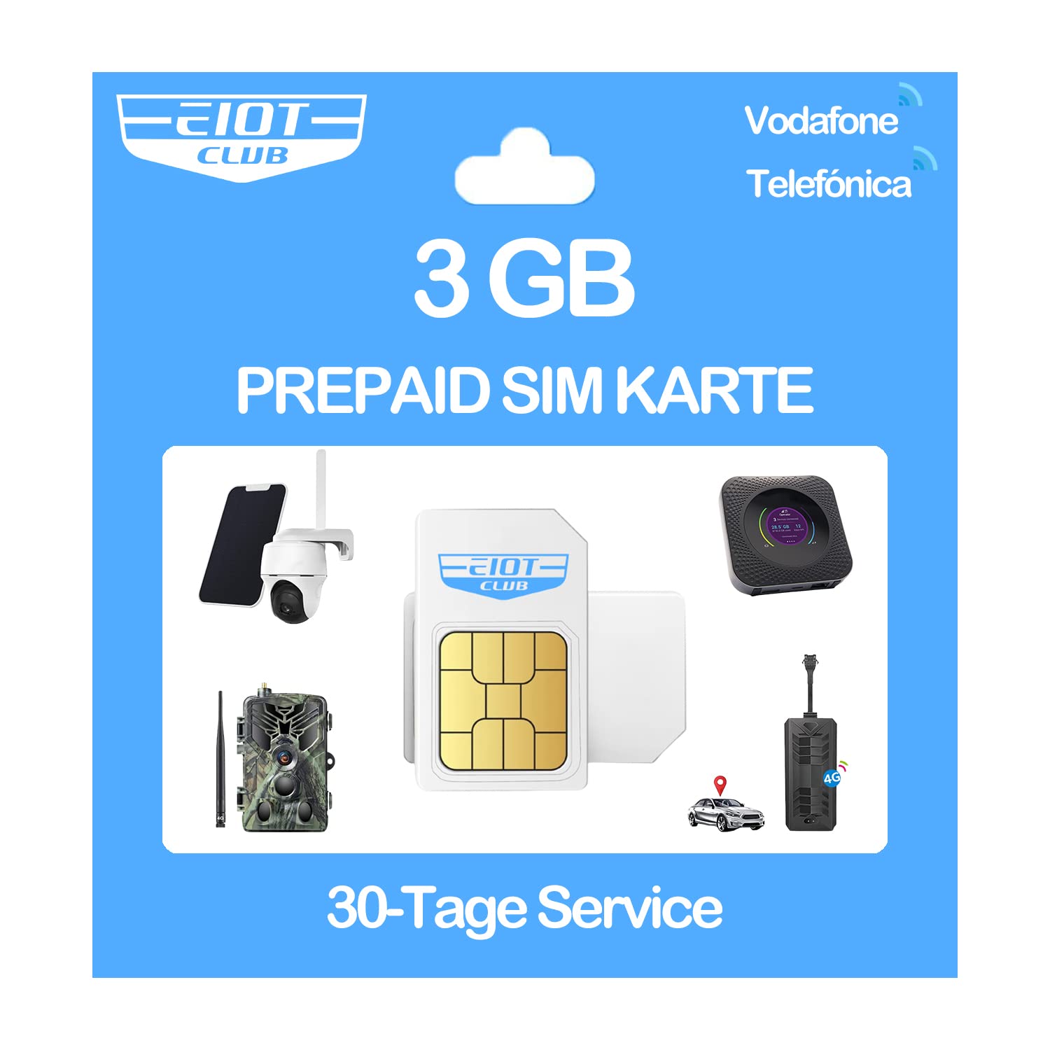 📶 EIOTCLUB Prepaid SIM Karte ohne Vertrag | 3GB für 30 Tage | LTE Überwachungskamera & GPS-Tracker Angebot bei HelloDeals