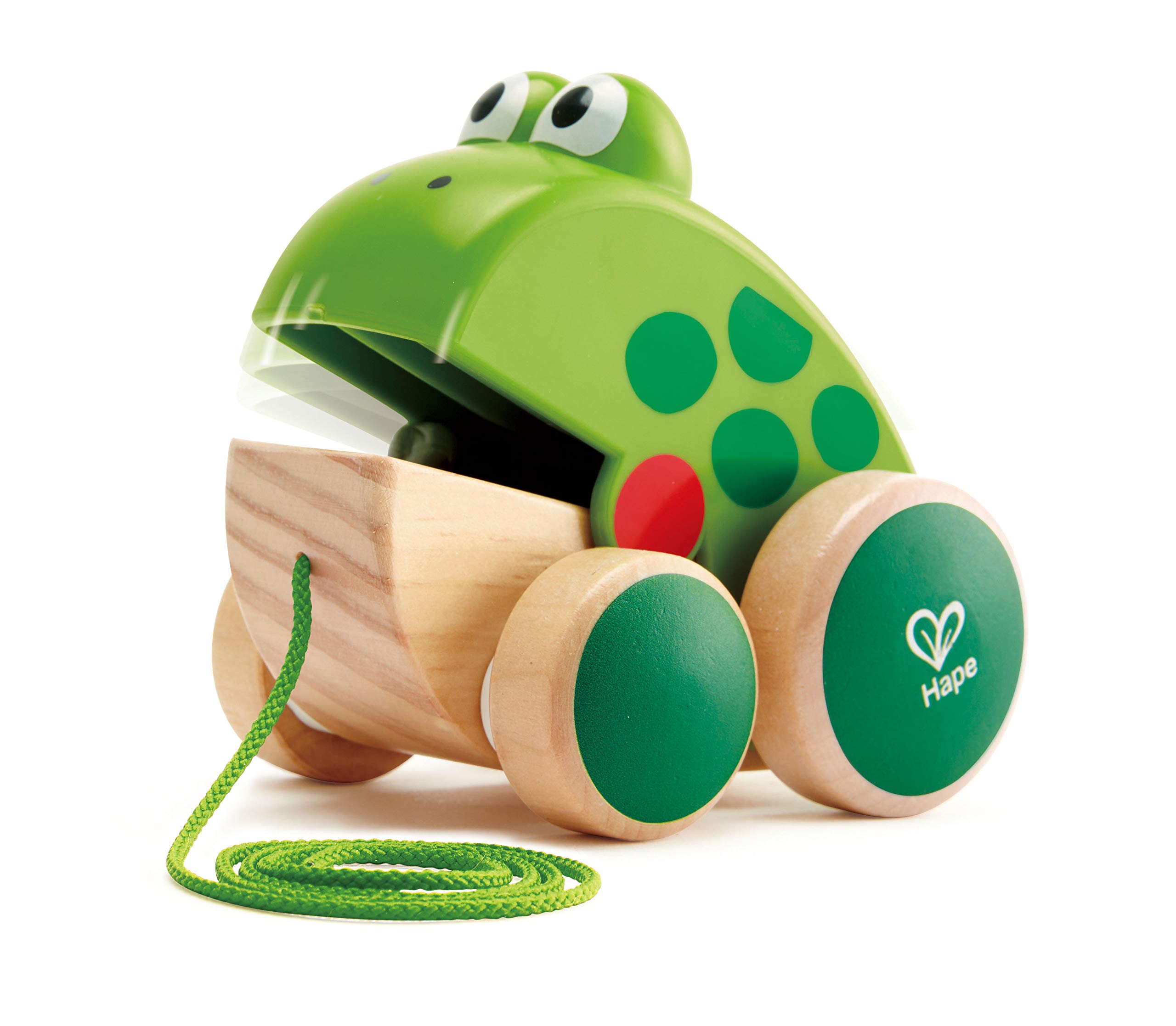 🐸 Hape Nachziehfrosch Fridolin von Hape | Fliegen fressendes Holzfrosch-Nachzieh-Spielzeug Angebot bei HelloDeals