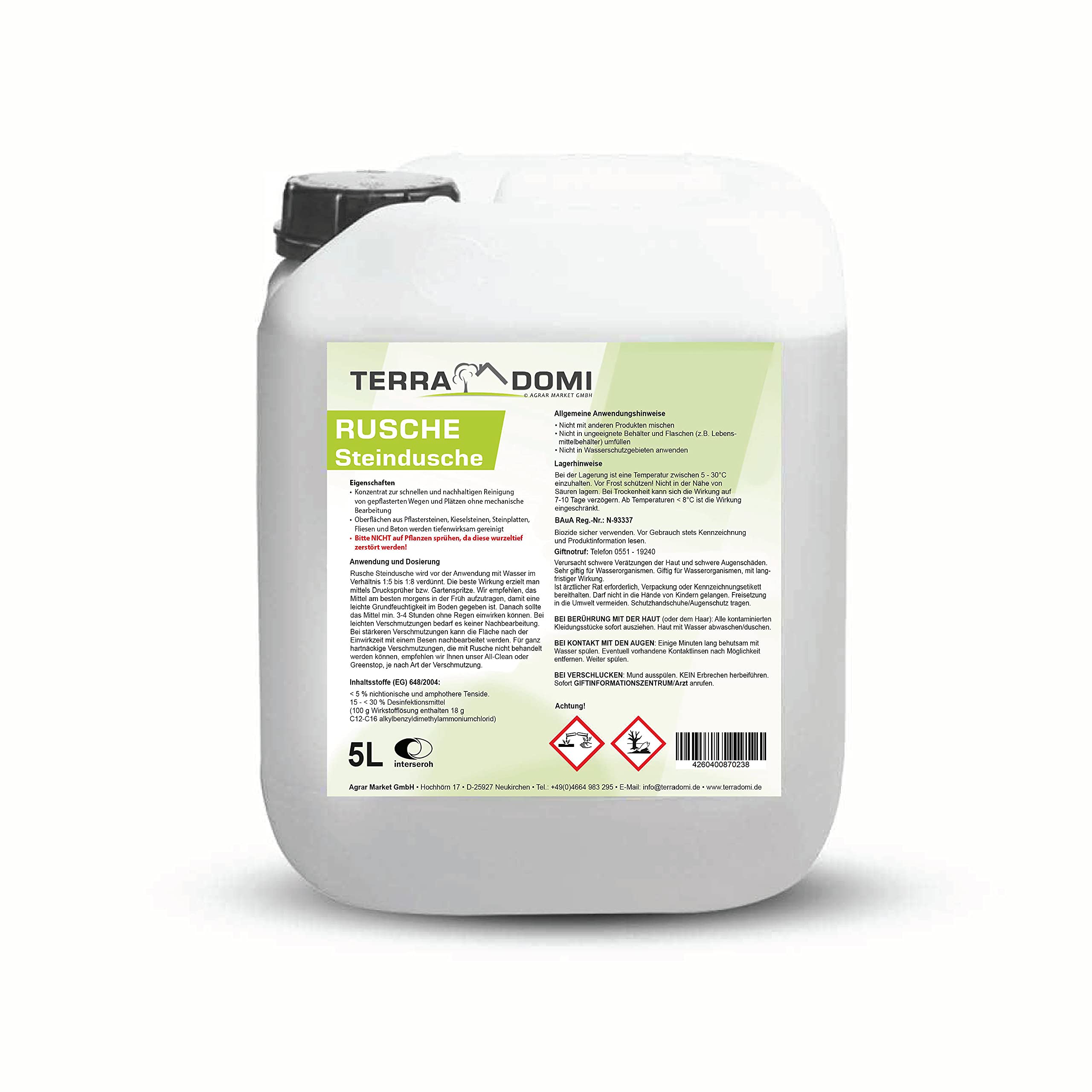 🌿 Terra Domi Rusche Steindusche, 5 L Konzentrat - Steinreiniger für saubere Wege & Plätze Angebot bei HelloDeals
