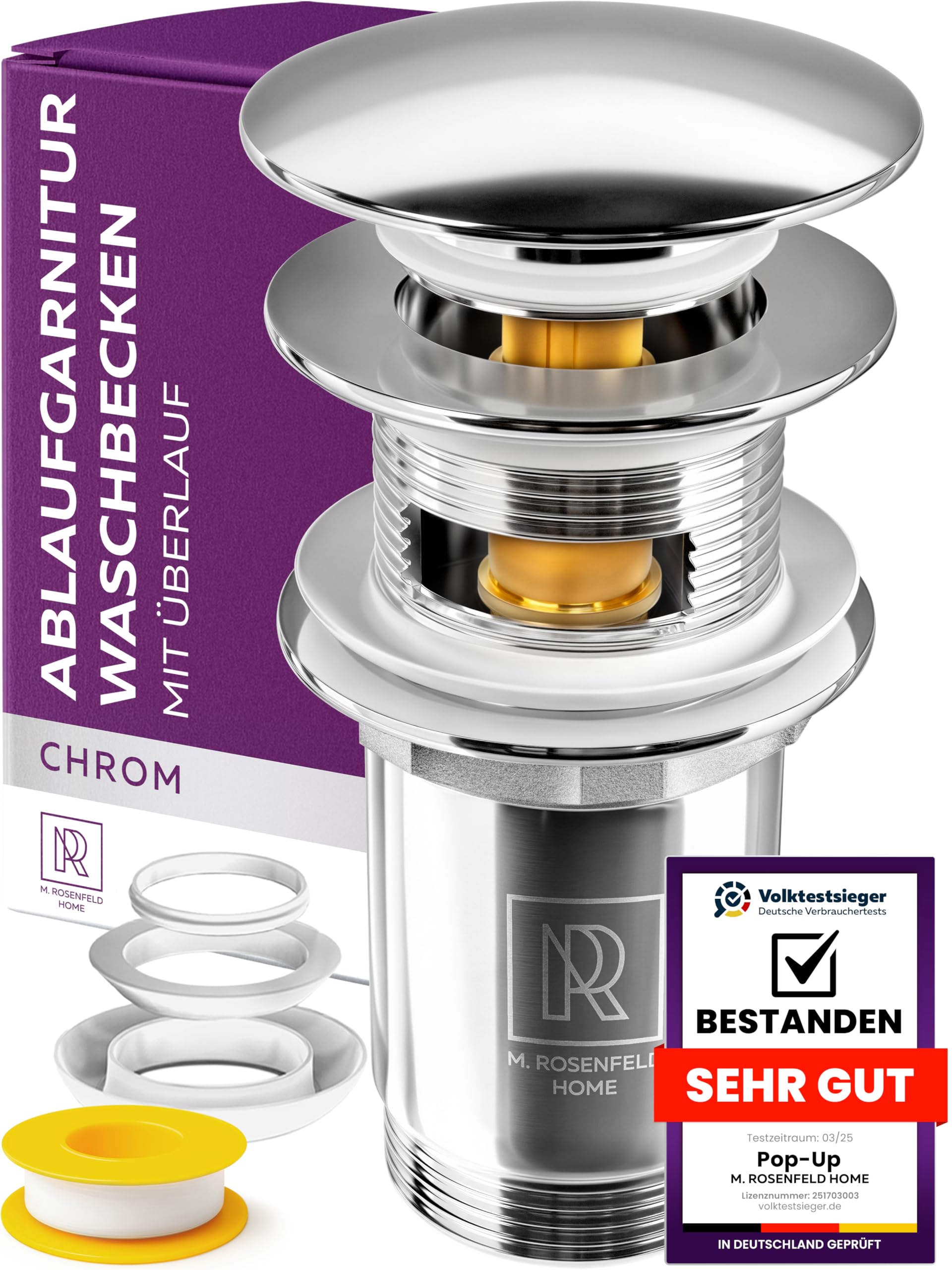 Ablaufgarnitur Waschbecken mit Überlauf - Pop Up Ventil Waschbecken 🚿 Angebot bei HelloDeals