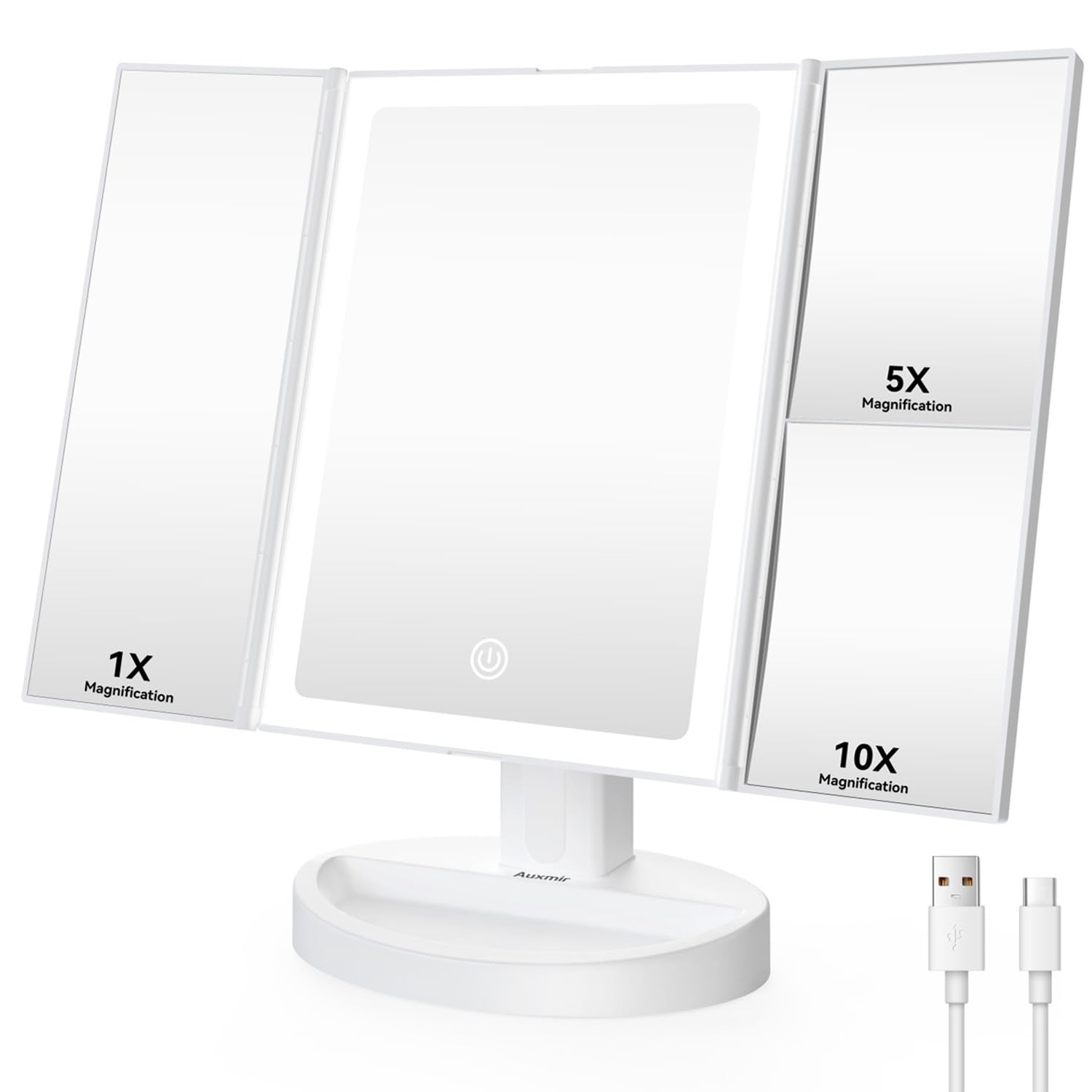 Auxmir Schminkspiegel mit Beleuchtung - 10X/5X/1X Vergrößerungsspiegel mit Licht 😍 Angebot bei HelloDeals