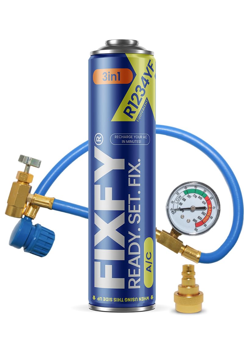 FIXFY 3in1 – Set: Schlauch mit Manometer + Adapter + Ersatz-Kältemittel R1234YF mit Öl und Dichtmittel 🚗❄️ Angebot bei HelloDeals