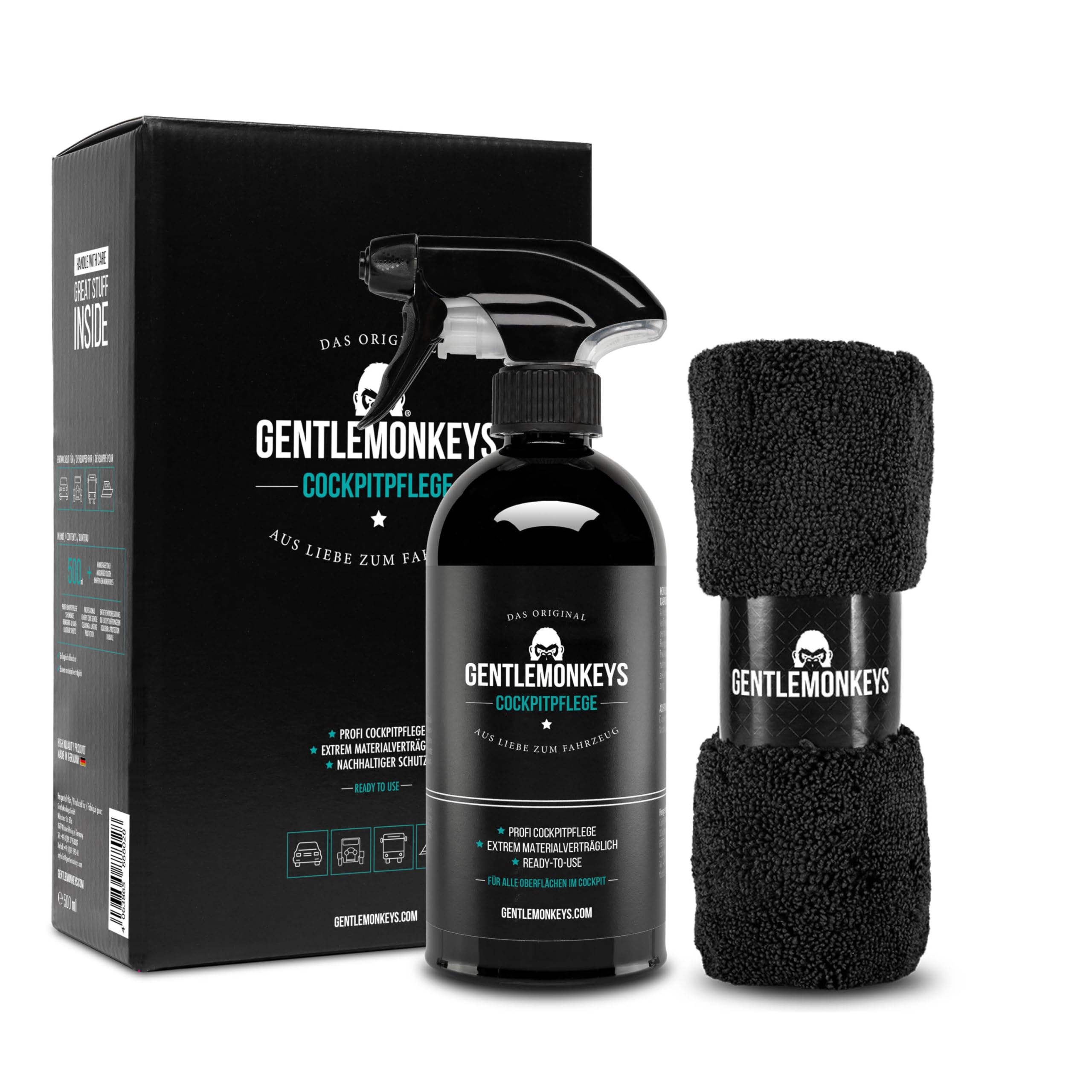 🚗 GENTLEMONKEYS Profi Cockpitpflege Auto (500ml) inkl. Mikrofasertuch 🧼💼 Angebot bei HelloDeals
