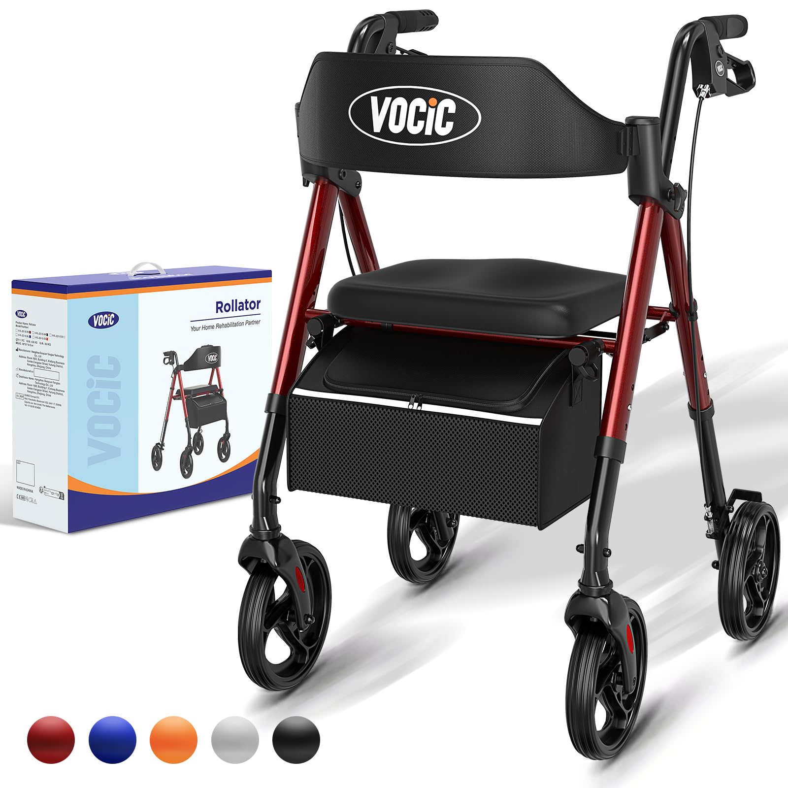 VOCIC Rollator Faltbar und Leicht mit Sitz - Rollatoren Schmal für Wohnung - Rollatoren für Senioren Klappbar Angebot bei HelloDeals