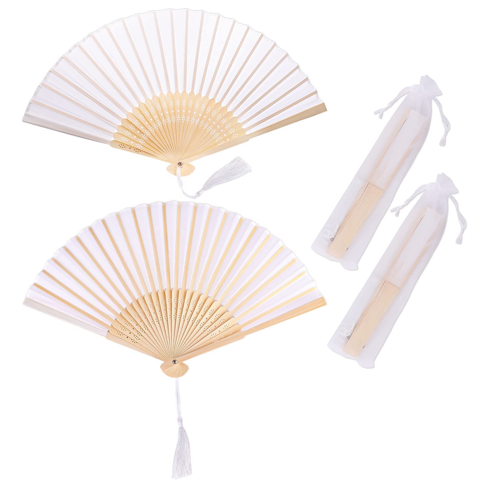 🌬️👒 Handfächer 2er Set aus Stoff für coole Abkühlung im Sommer - Hochwertige Handfächer mit Quaste und Fan-Tasche Angebot bei HelloDeals