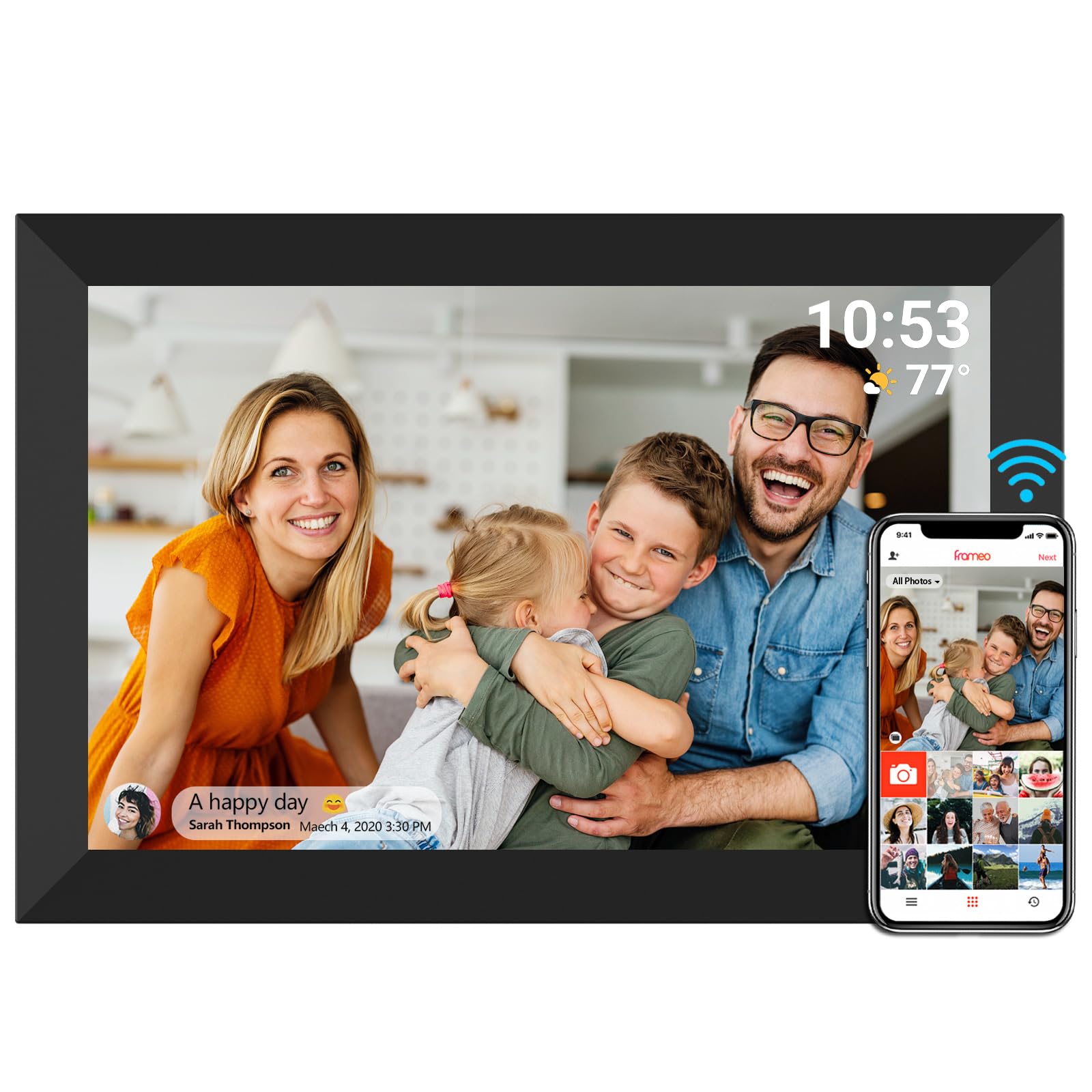 🖼️ Digitaler Bilderrahmen WiFi 10,1 Zoll 1280x800 IPS LCD Touchscreen Schwarz 10.1'' Wlan Angebot bei HelloDeals