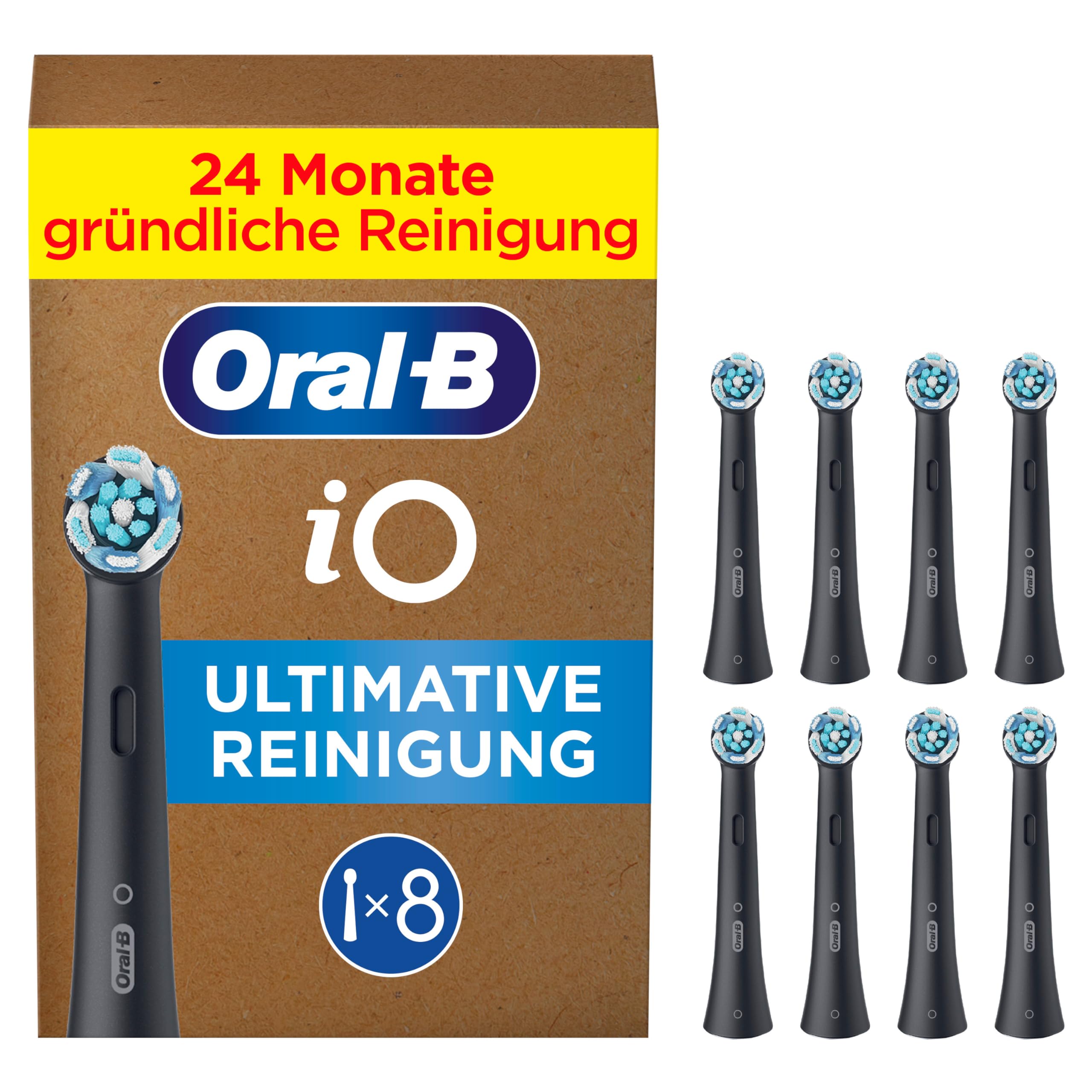 🦷 Oral-B iO Ultimative Reinigung - Aufsteckbürsten für Elektrische Zahnbürsten - Schwarz, 8 Stück Angebot bei HelloDeals