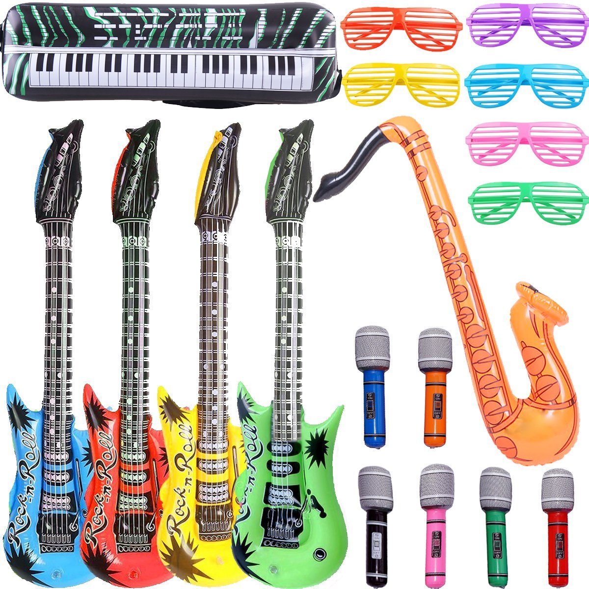 🎸🎤🕶 Aufblasbare Rock Star Toy Set-18 Stück Party Props-Party Gefälligkeiten 🎉 Angebot bei HelloDeals