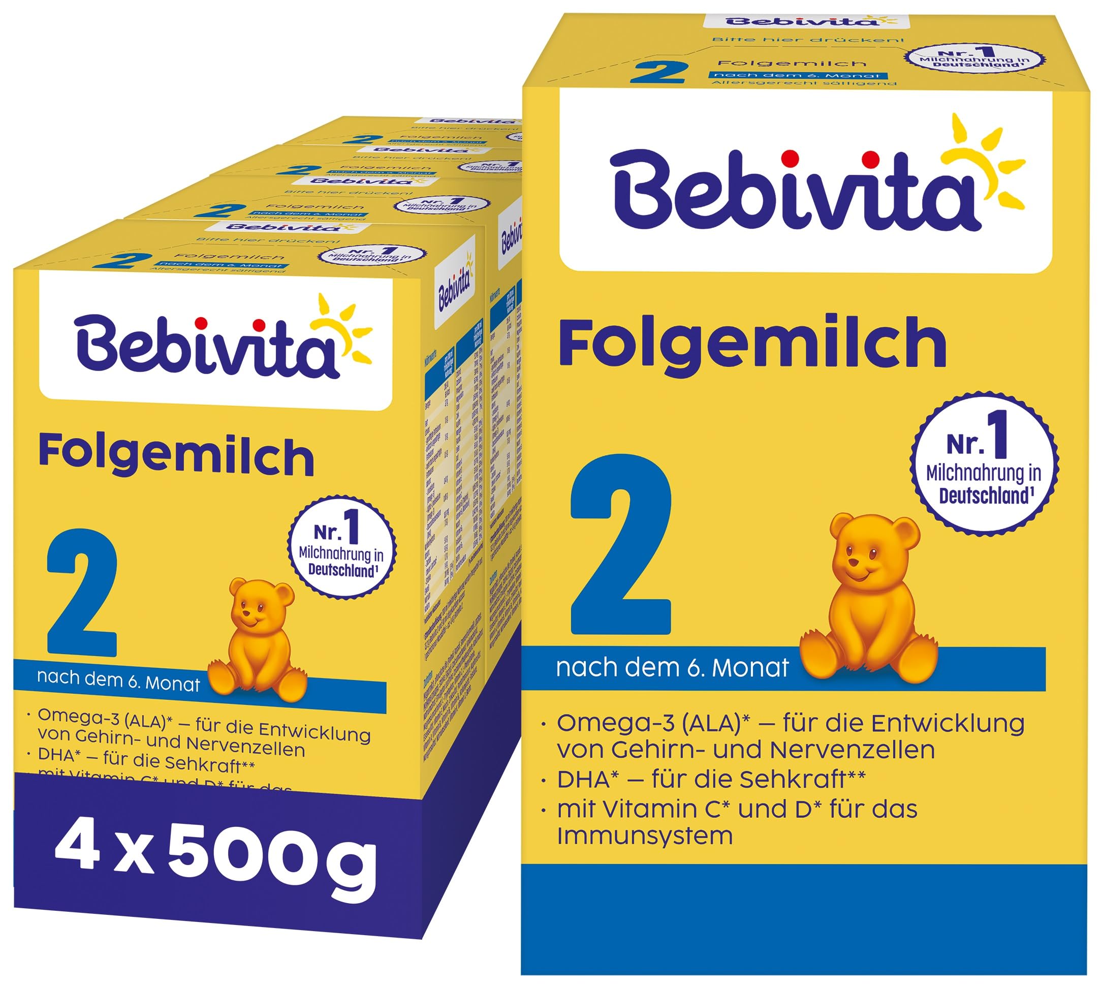 👶 Bebivita 2 Folgemilch (4 x 500g) - Das Beste für dein Baby! 👶 Angebot bei HelloDeals