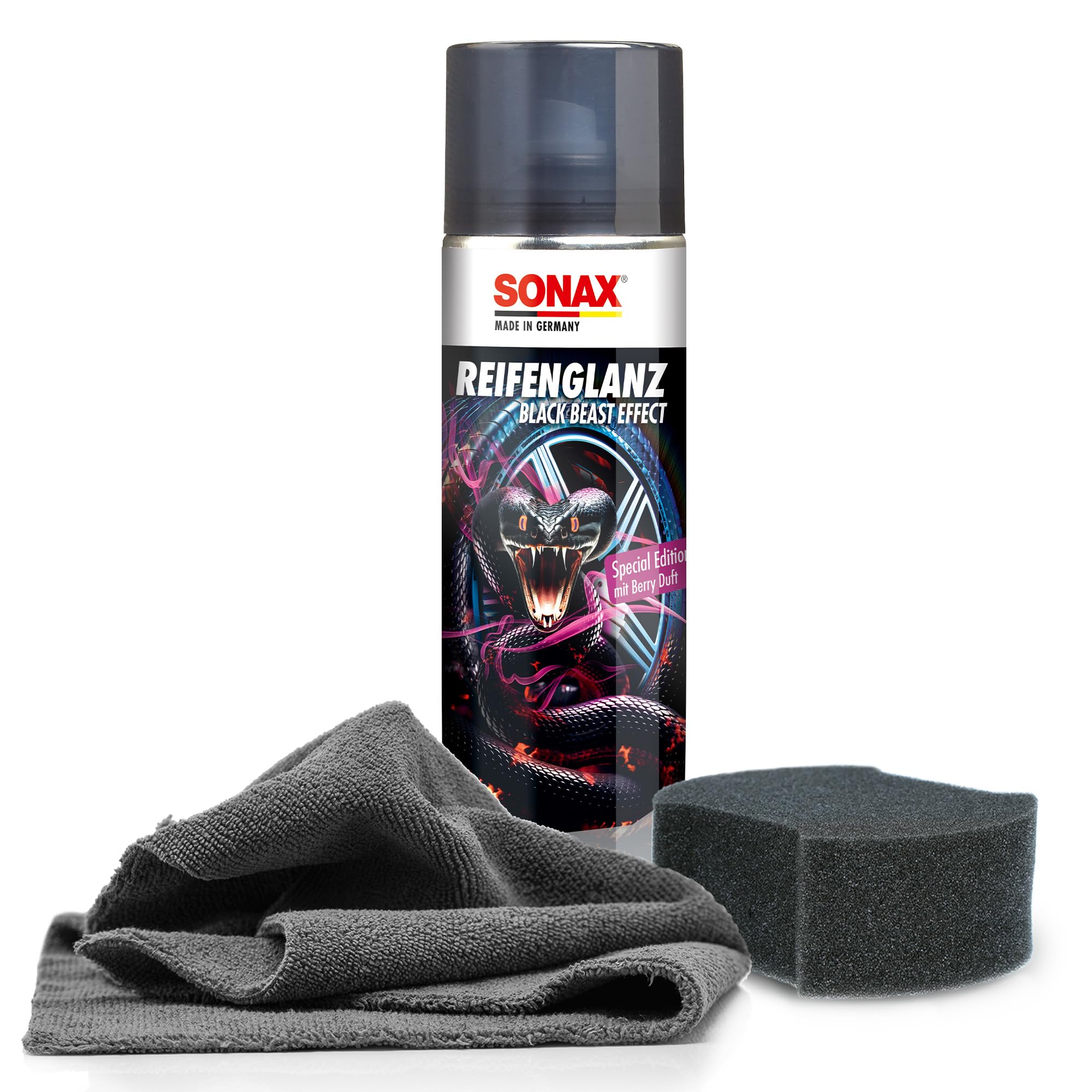 Auto Reifenpflege Set | Sonax ReifenGlanz Special Edition 500ml + Applikator Pad + Mikrofasertuch Angebot bei HelloDeals