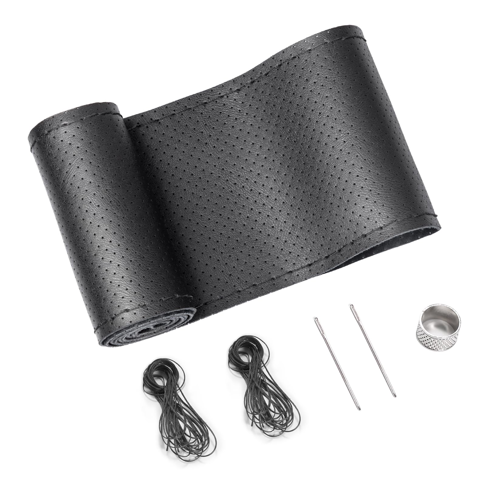 SEG Direct Echtes Leder Lenkradbezug | Universal Passform | Handgenähtes atmungsaktives Rindsleder Angebot bei HelloDeals