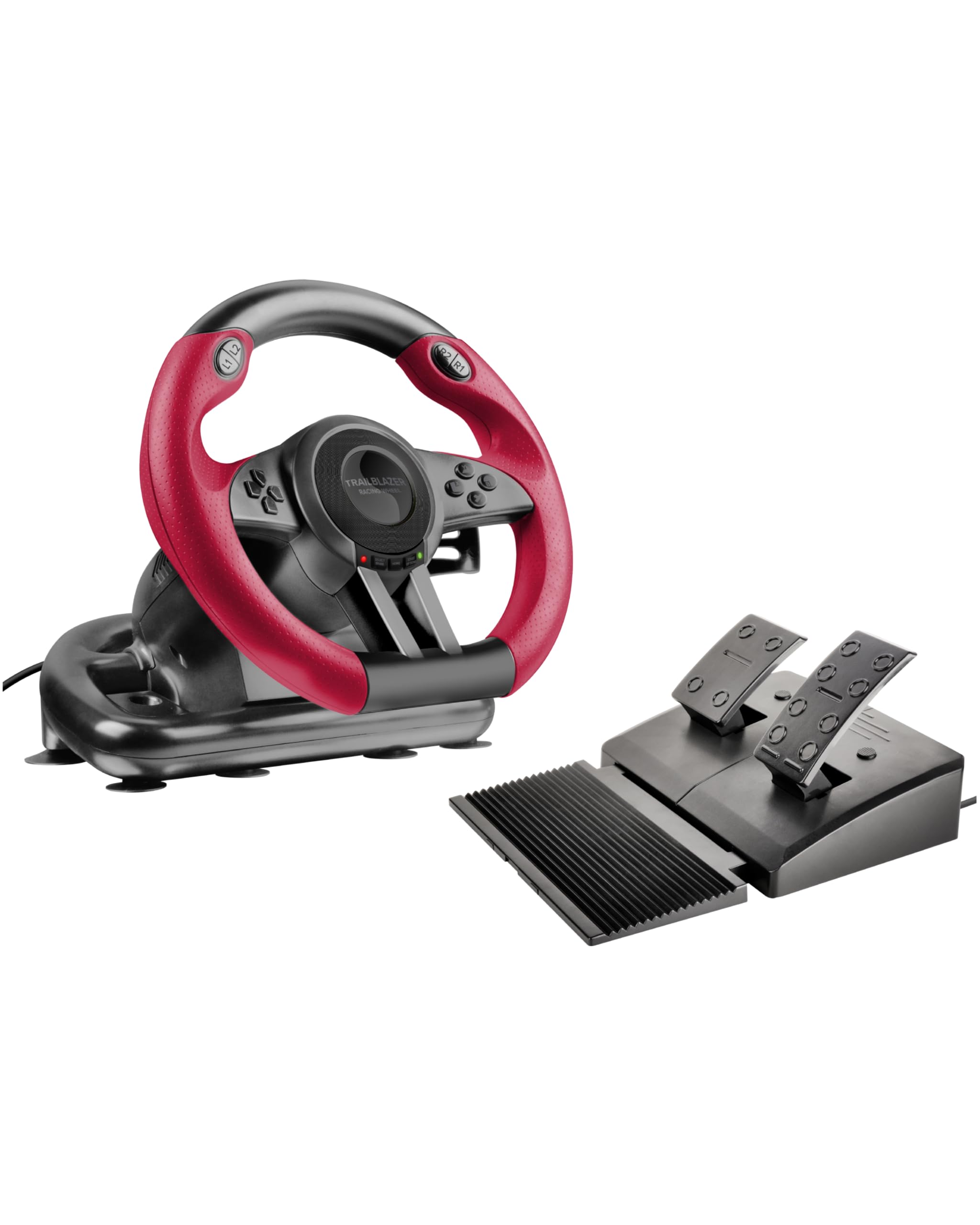 Speedlink TRAILBLAZER Racing Wheel – Gaming Lenkrad für PC, PS4, PS3, Xbox One, Xbox Series, Switch, PC Lenkrad mit Pedalen und Schaltung, Schaltwippen und Schaltknüppel, Force Feedback, schwarz-rot Angebot bei HelloDeals