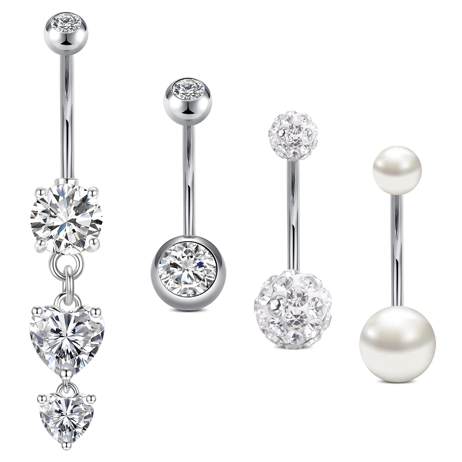 Crdifu Bauchnabelpiercing mit Stein 14G 6/8/10/12/14mm Edelstahl Piercing 🌟👌 4stk-14mm Angebot bei HelloDeals