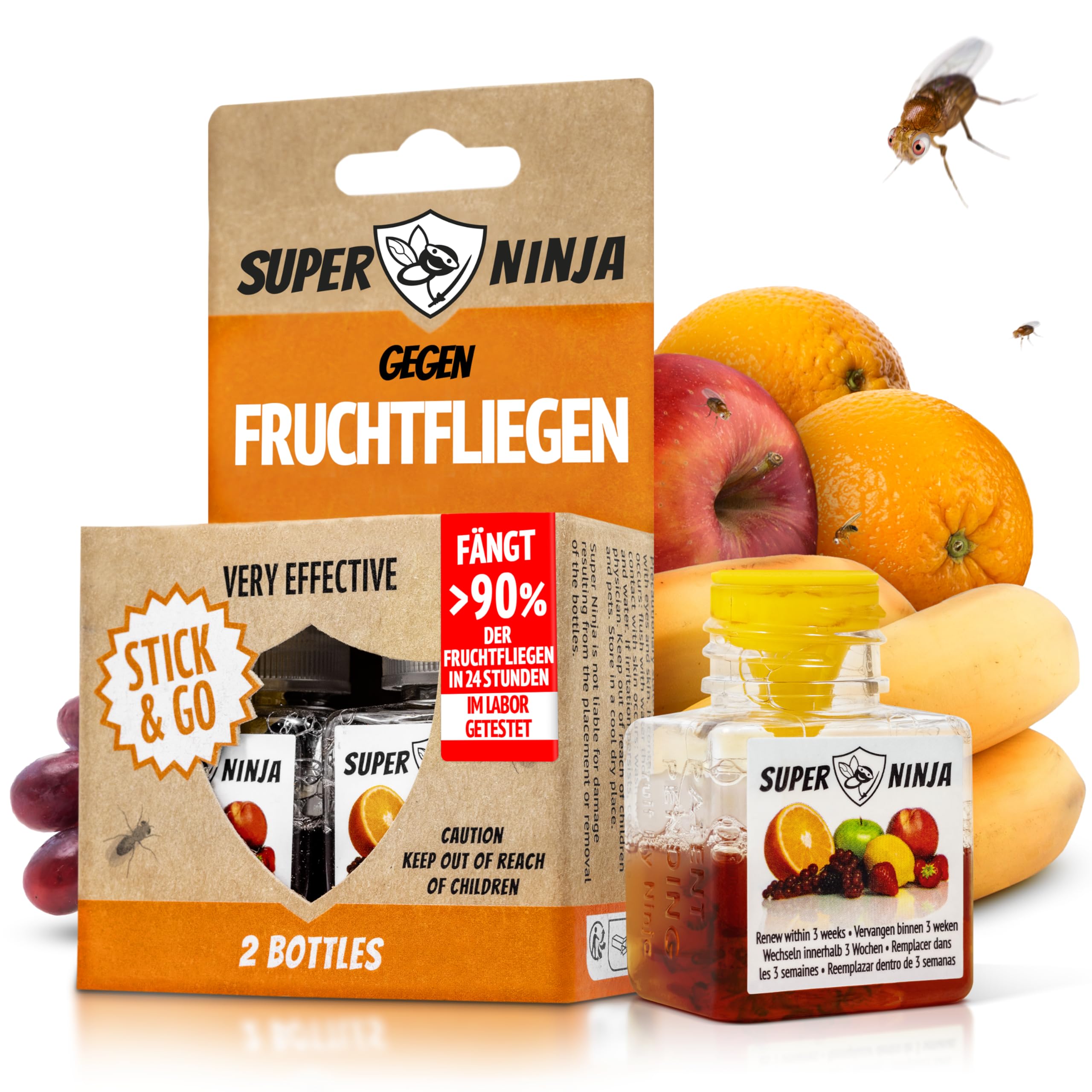 🍎🐜 Super Ninja Fruchtfliegenfalle für Innenbereich – 2er-Pack Angebot bei HelloDeals